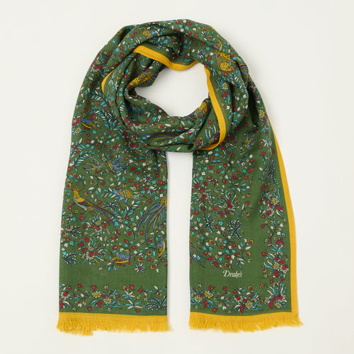 Drake's 'Bird of Paradise' Wool/Silk Tubular Scarf - Green