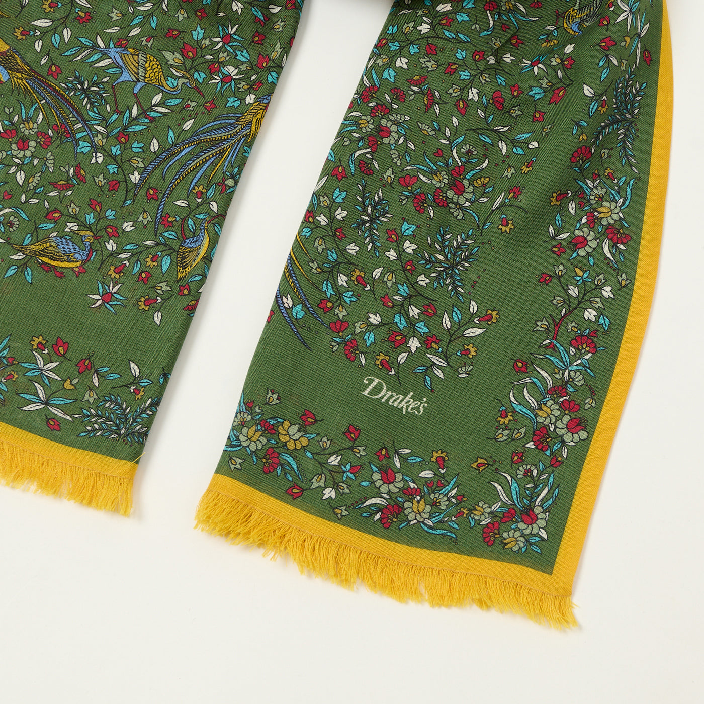 Drake's 'Bird of Paradise' Wool/Silk Tubular Scarf - Green