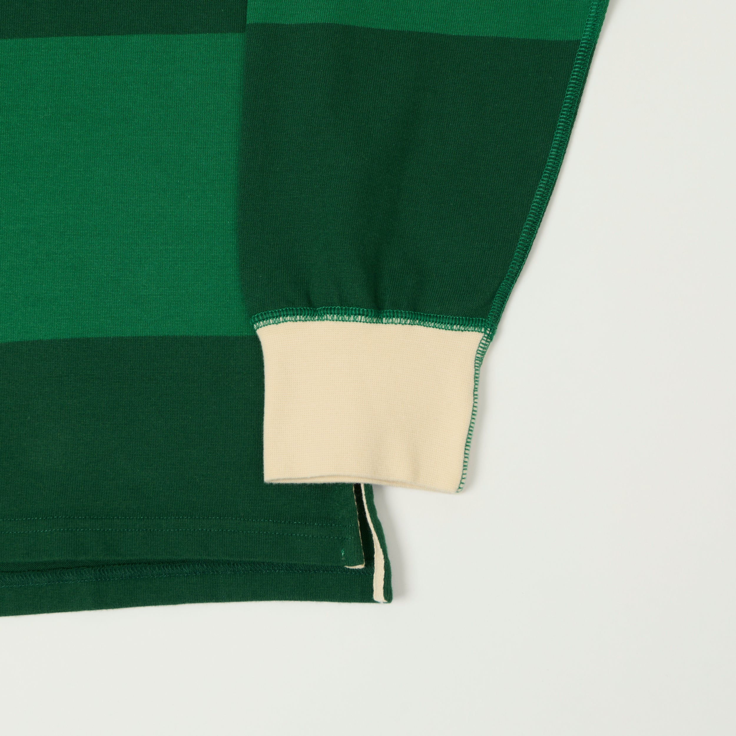 Drake's Block Stripe Quarter Zip Rugby Jumper - Dark Green