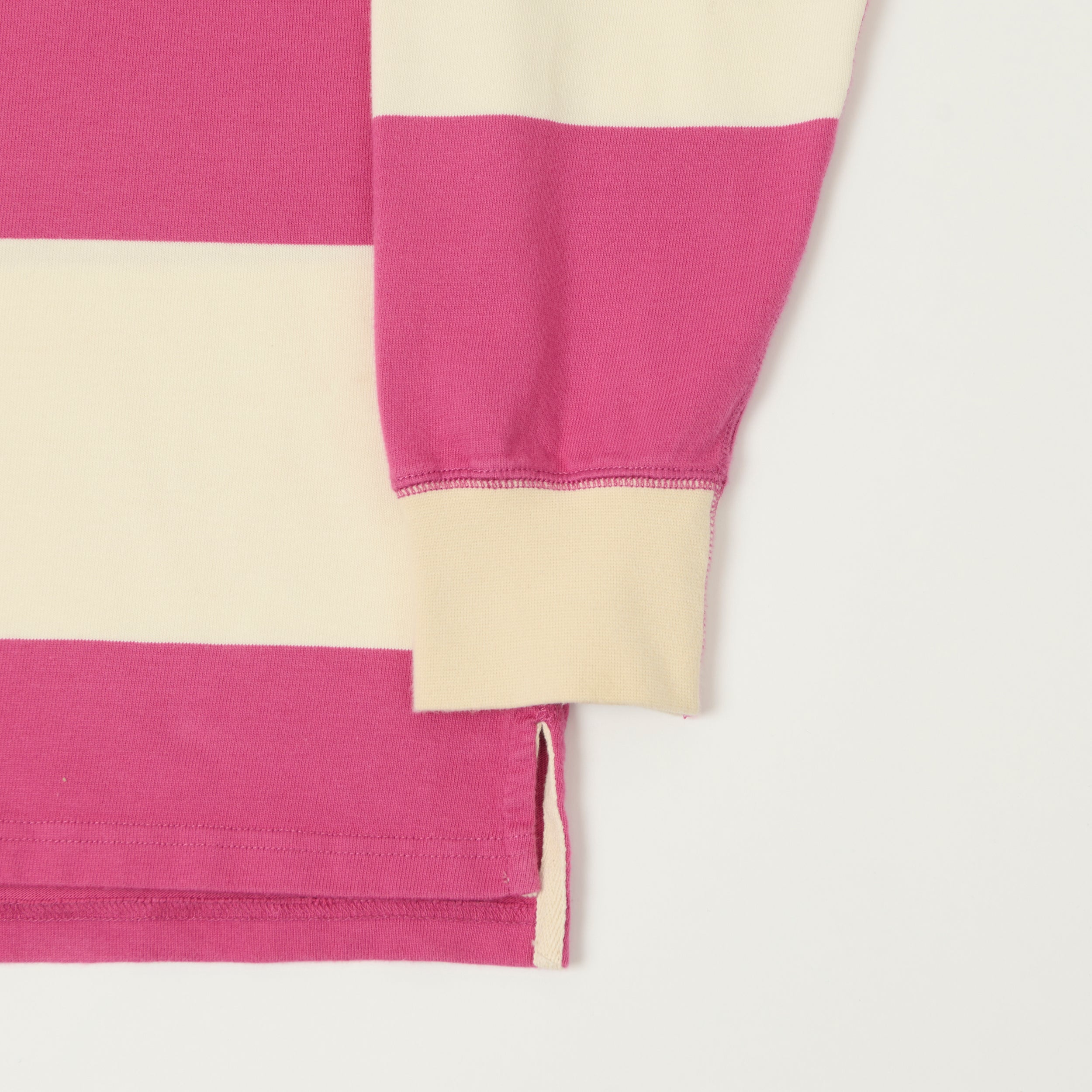 Drake's Grandad Collar Rugby Shirt - Pink/White