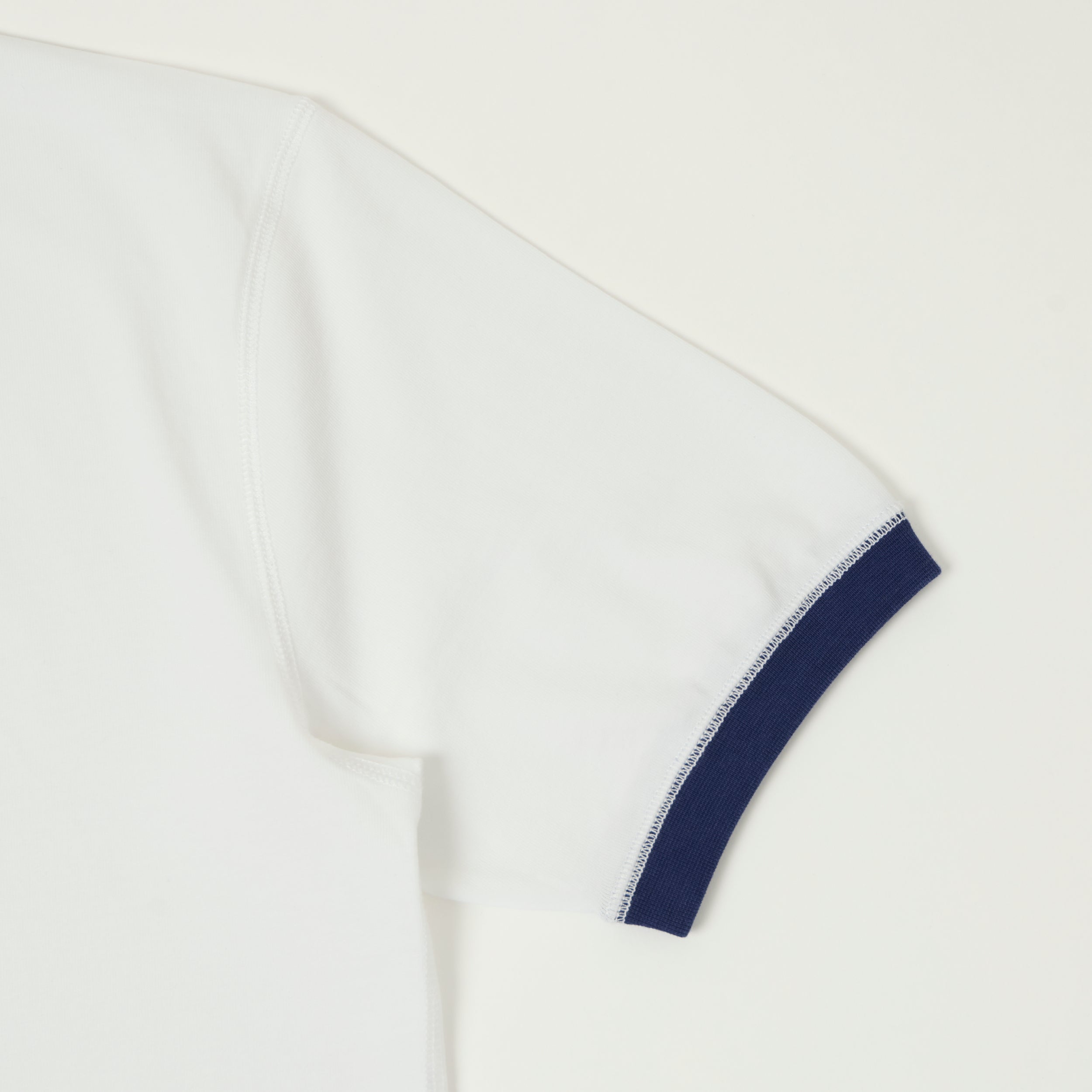 Drake's Cotton Crew Neck Ringer T-Shirt - White/Blue