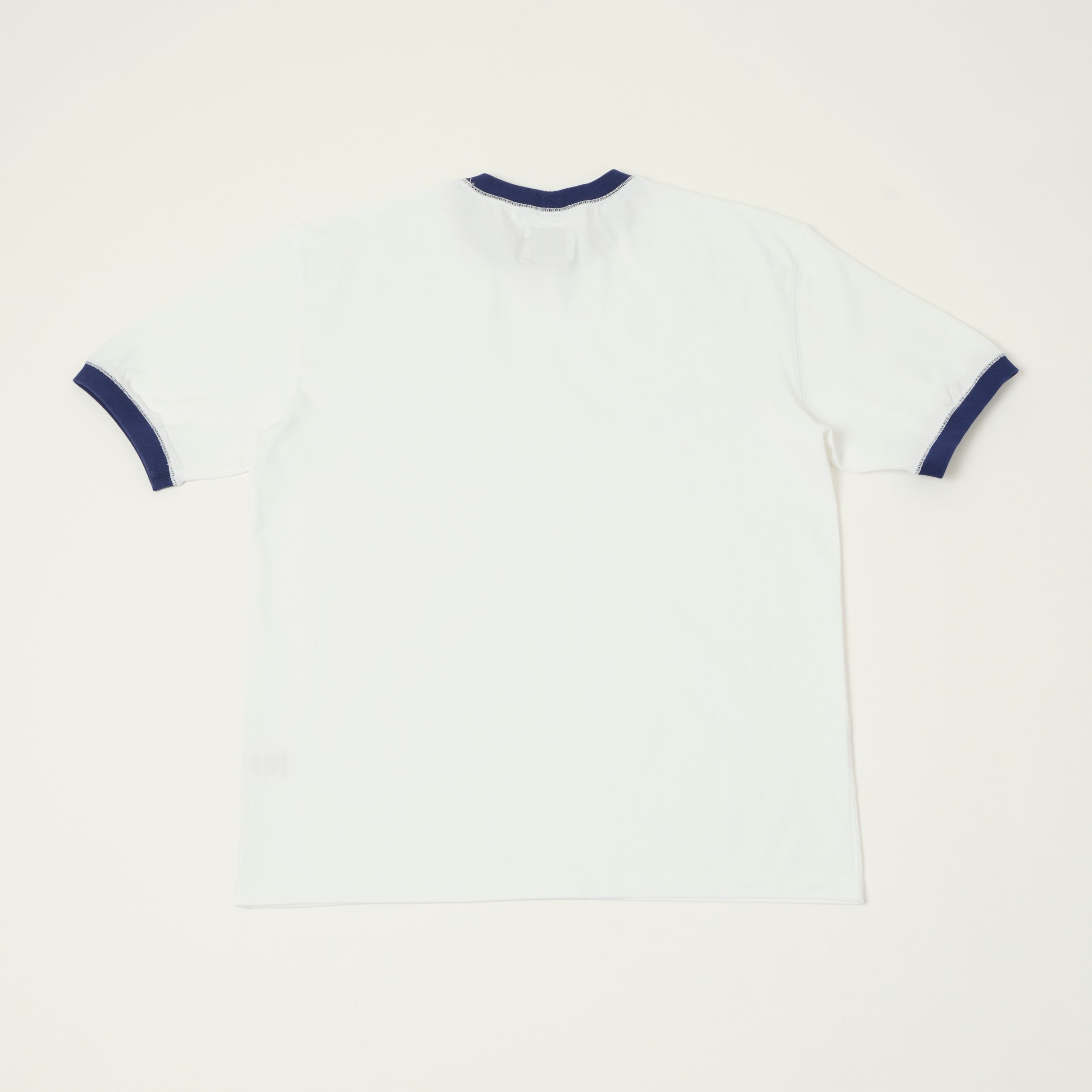 Drake's Cotton Crew Neck Ringer T-Shirt - White/Blue