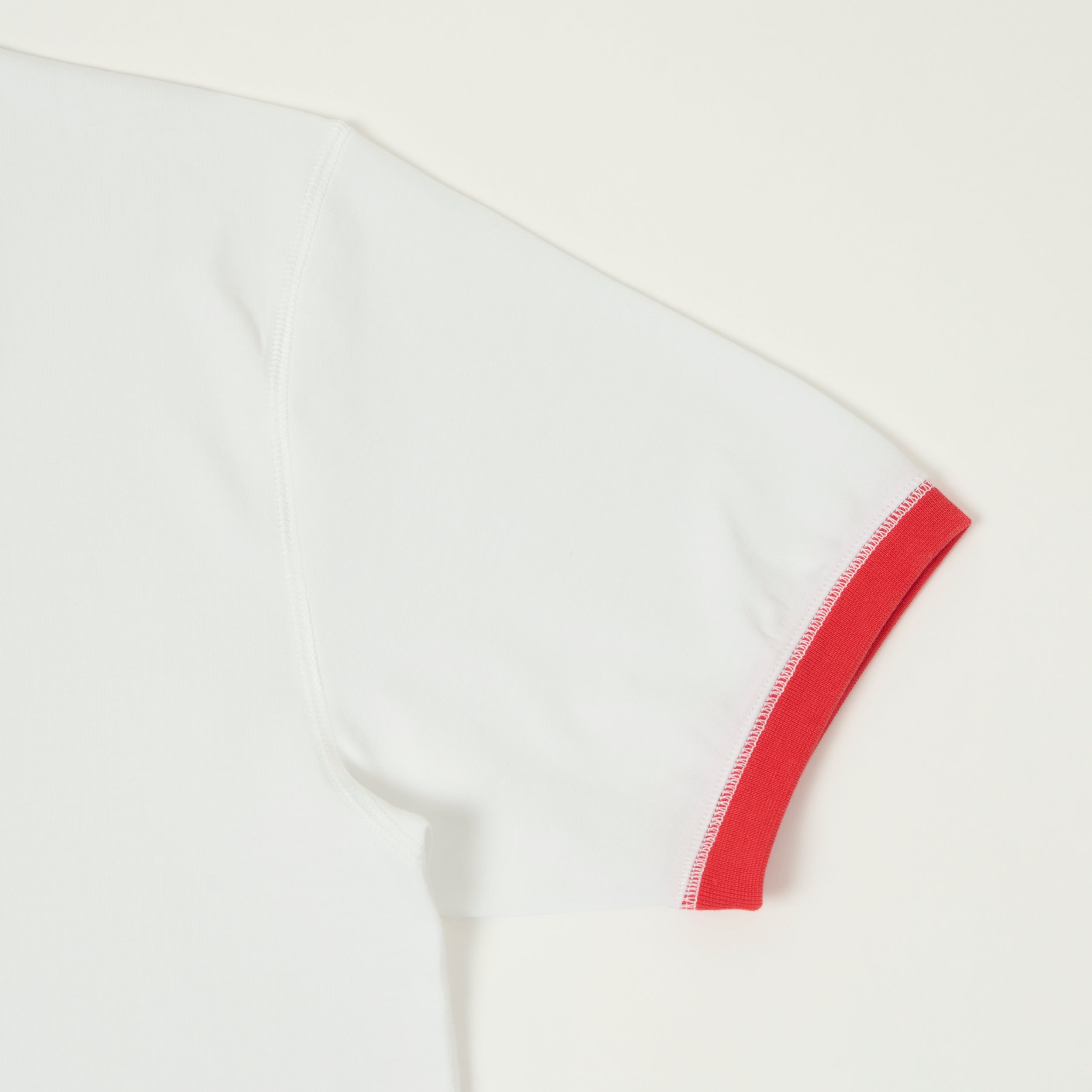 Drake's Cotton Crew Neck Ringer T-Shirt - White/Red