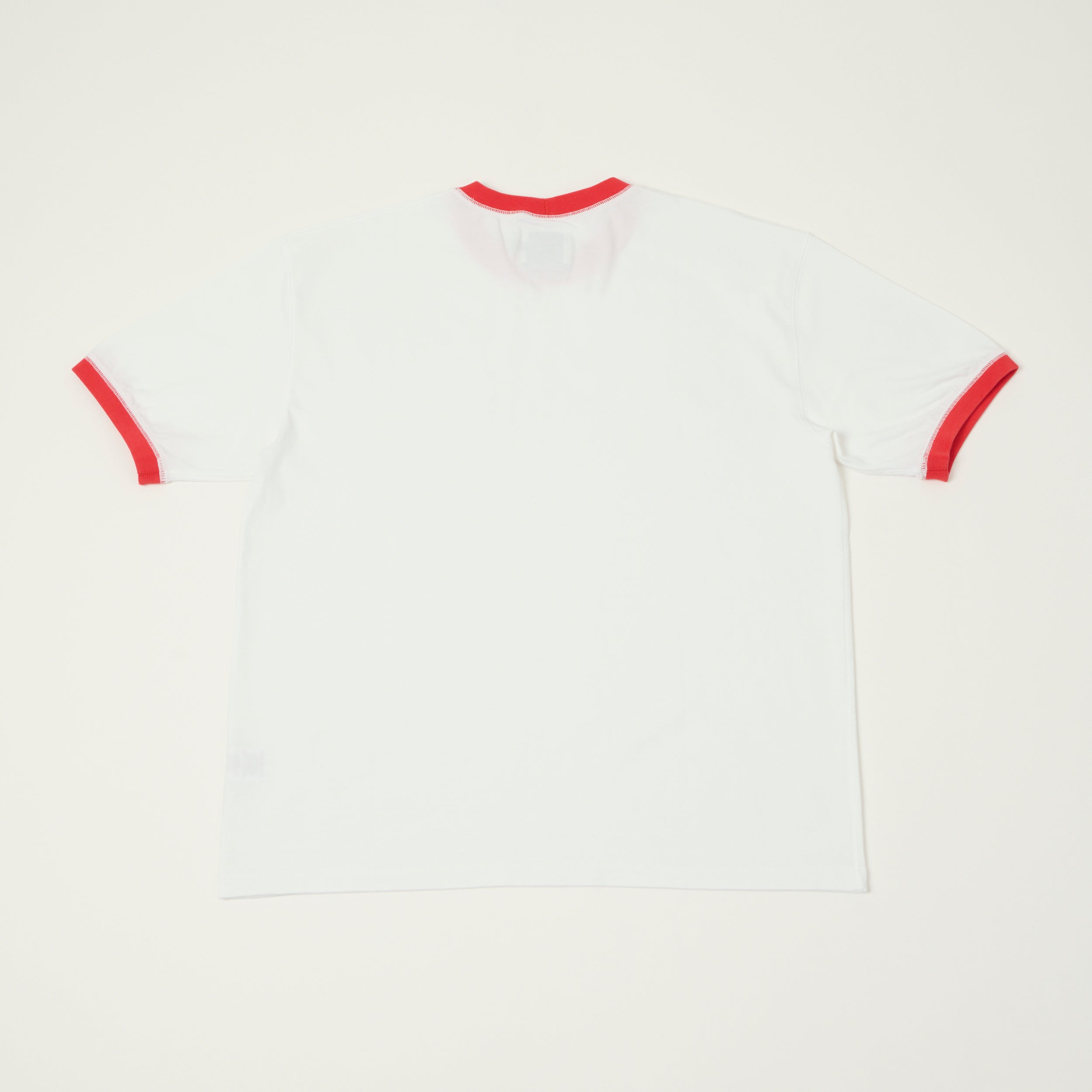 Drake's Cotton Crew Neck Ringer T-Shirt - White/Red