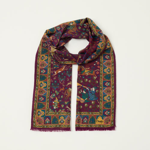 Drake's 'Moghul Garden' Wool/Silk Scarf - Burgundy