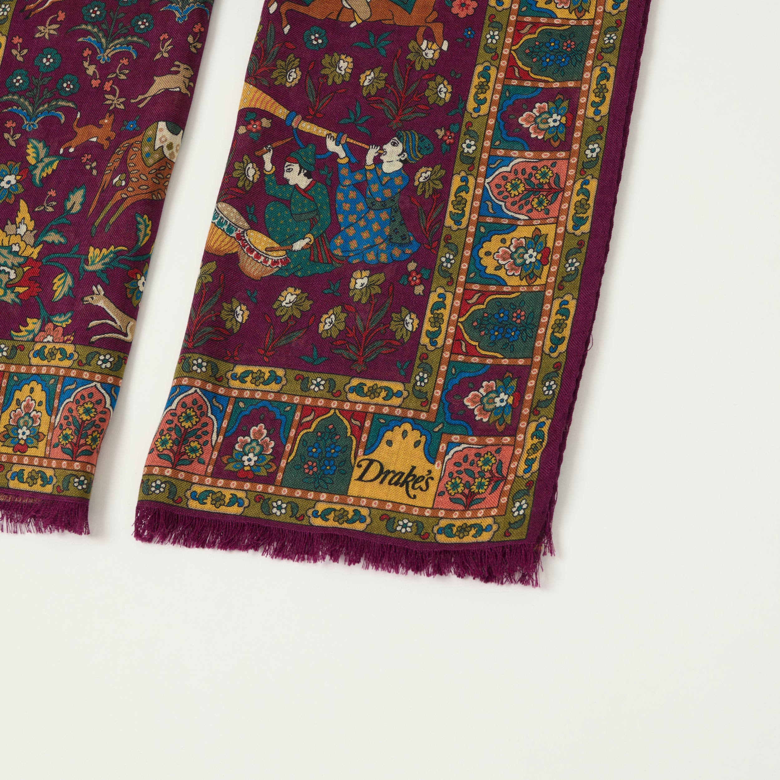 Drake's 'Moghul Garden' Wool/Silk Scarf - Burgundy