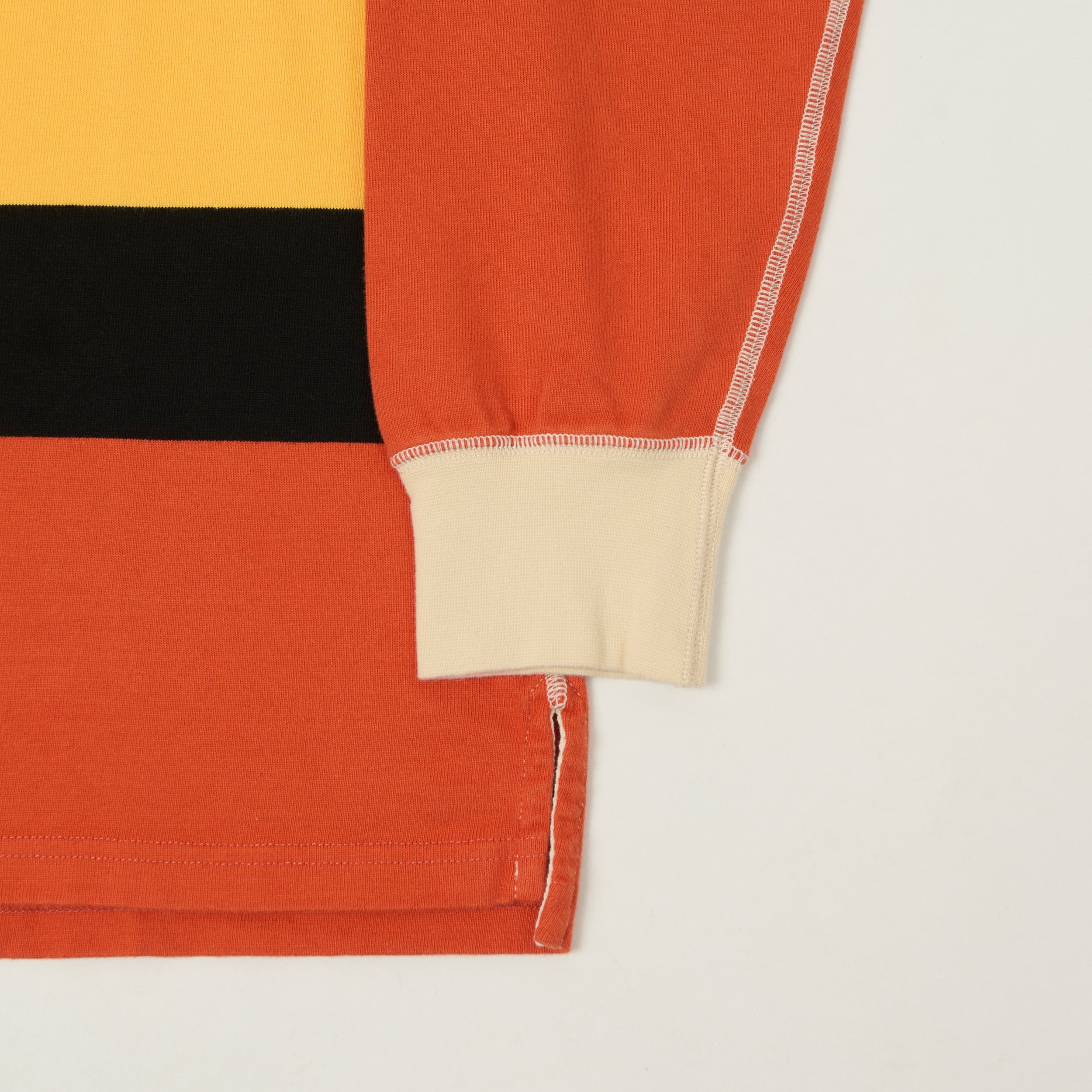 Drake's Multi Stripe Rugby Shirt - Ecru/Black/Orange