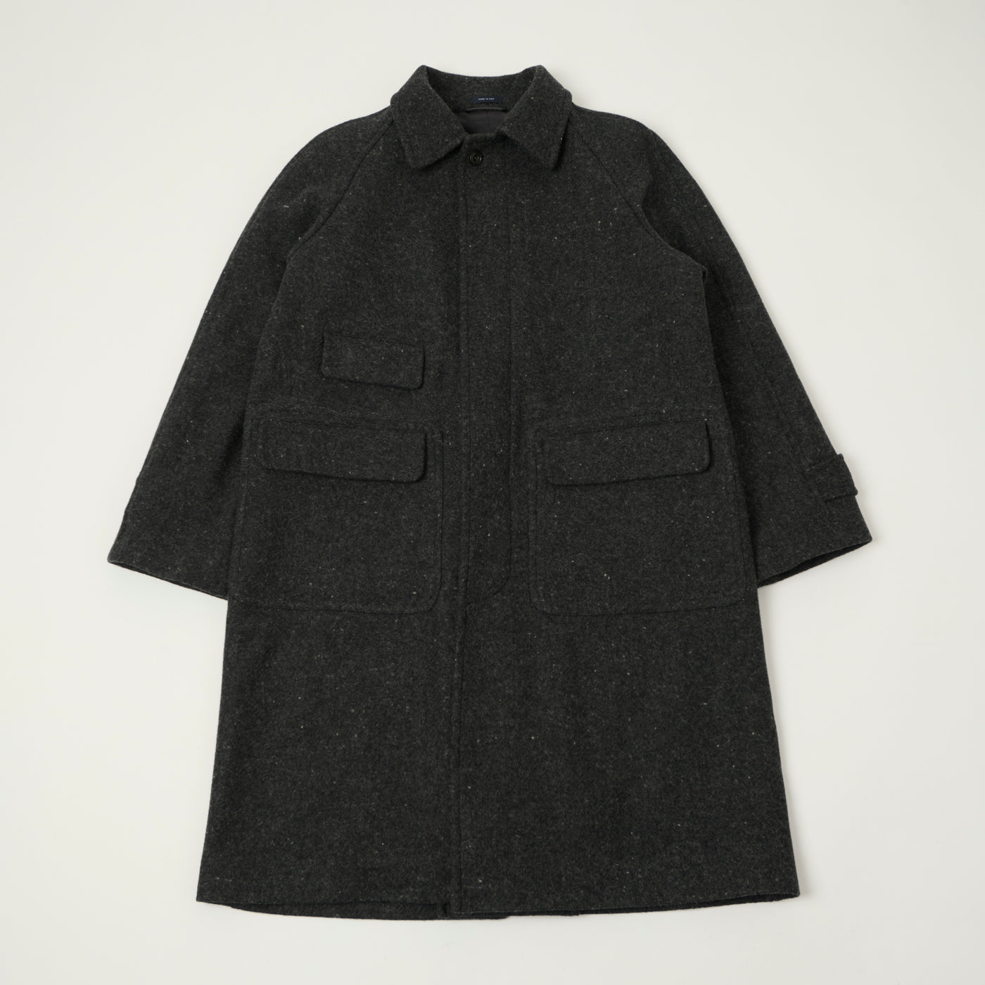 Drake's Raglan Sleeve Balmacaan Overcoat - Grey Fleck