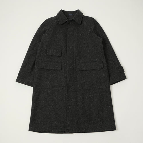Drake's Raglan Sleeve Balmacaan Overcoat - Grey Fleck