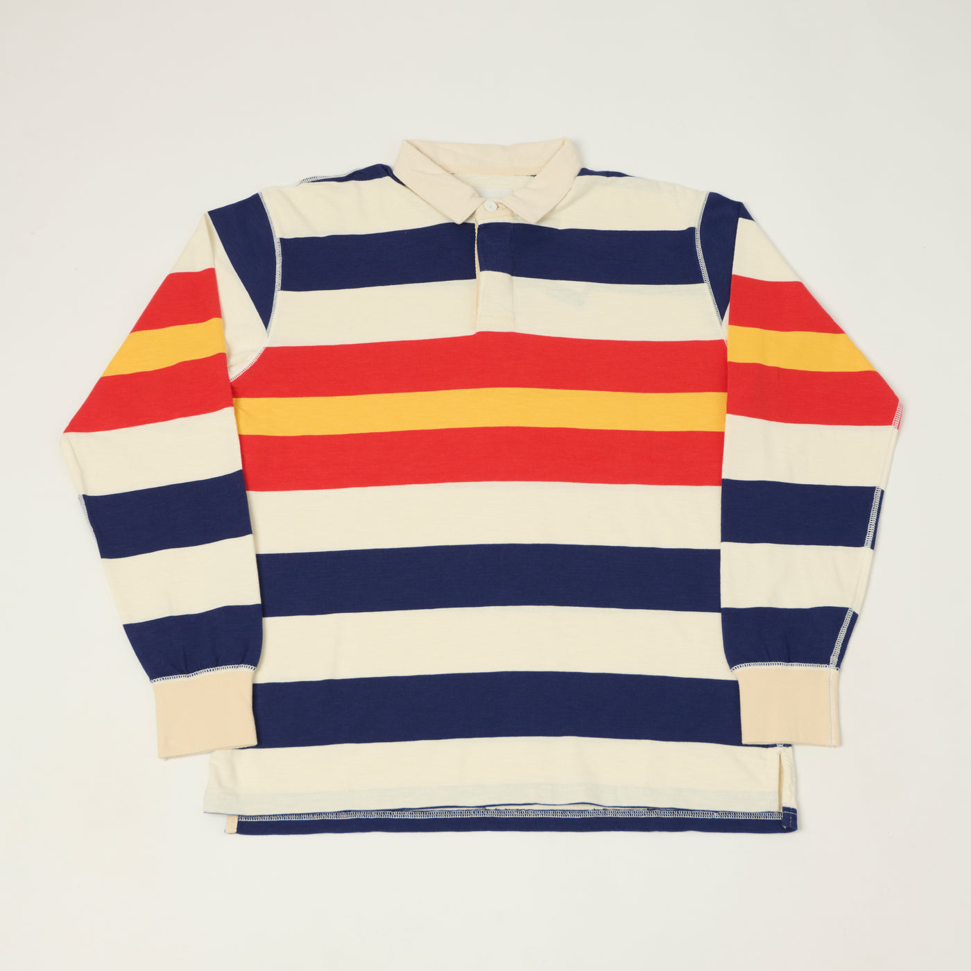 Drake's Classic Rugby Shirt - White/Navy/Flame