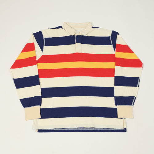 Drake's Classic Rugby Shirt - White/Navy/Flame