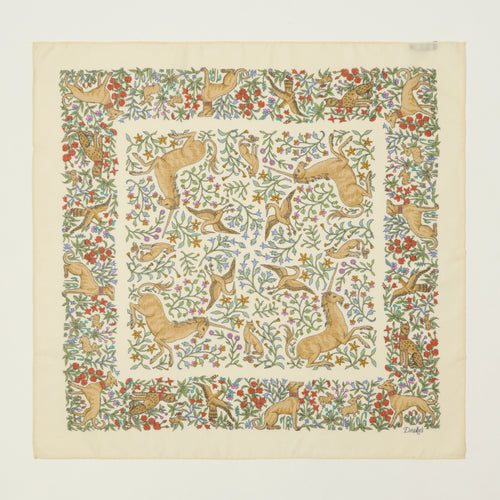 Drake's 'Unicorn' Printed Bandana wool/silk - Ecru