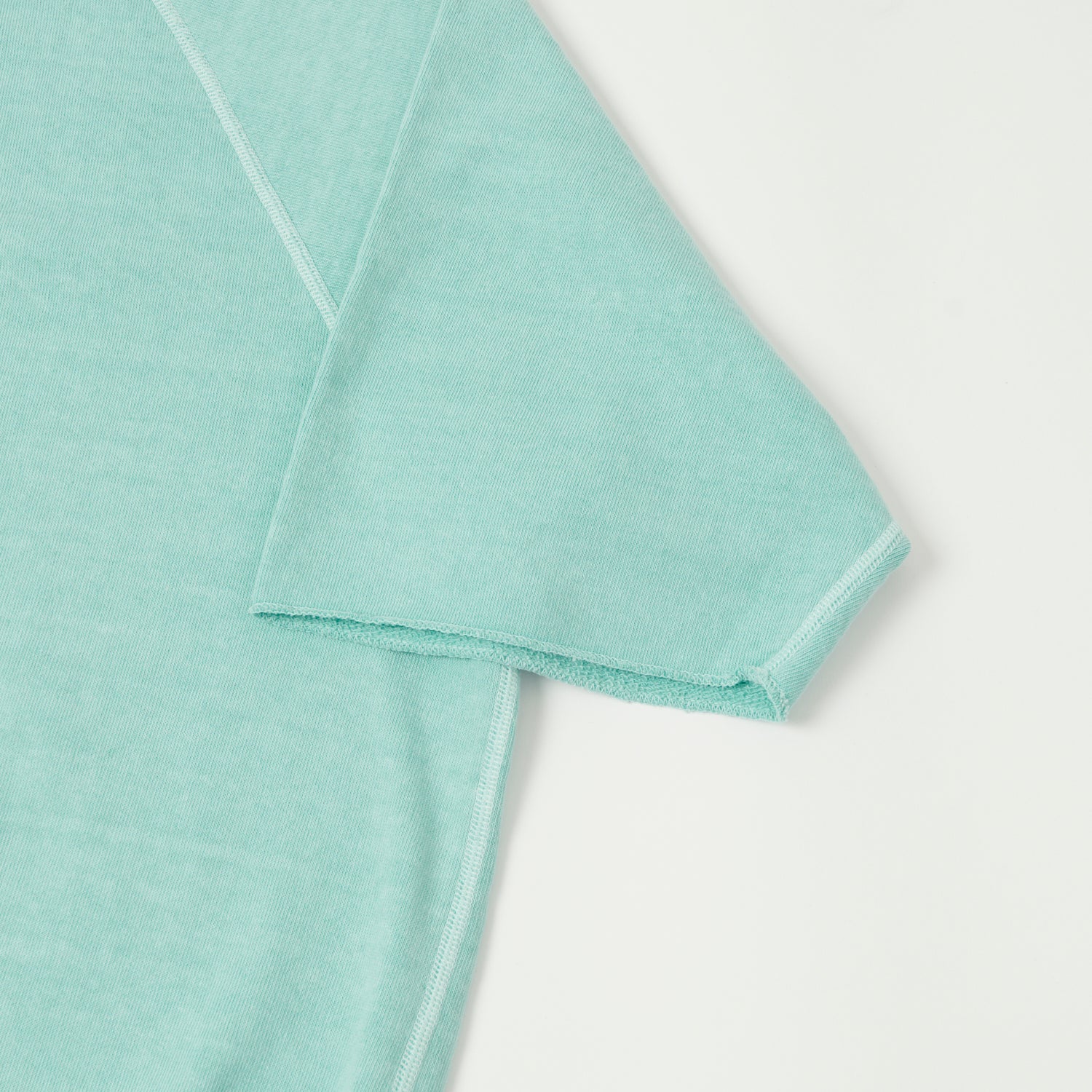 Dubbleworks Cut Off Sleeve Pigment Dyed Sweatshirt - Light Turquoise