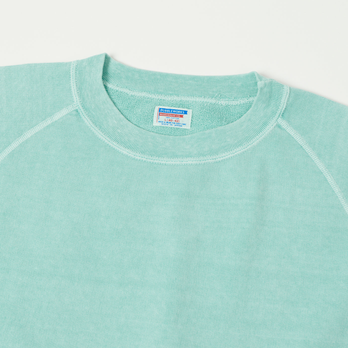 Dubbleworks Cut Off Sleeve Pigment Dyed Sweatshirt - Light Turquoise