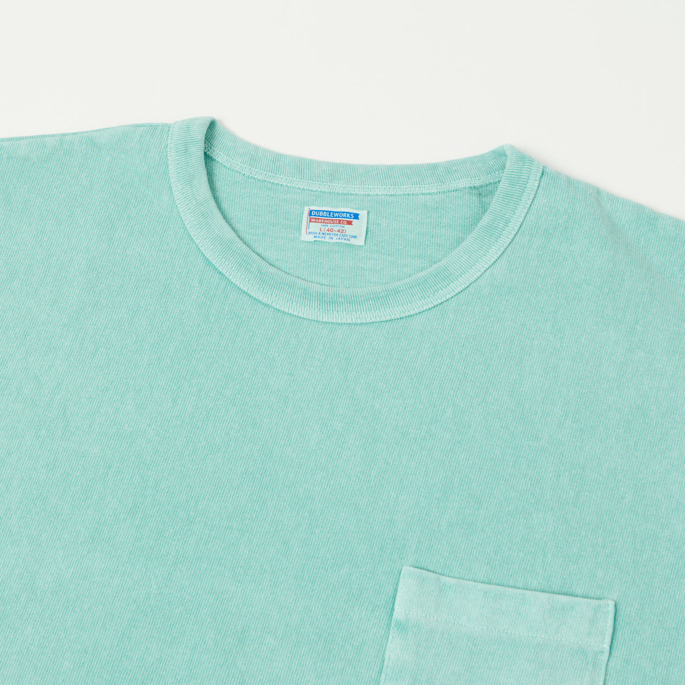 Dubbleworks Heavy Fabric Pigment Dye Pocket Tee - Light Turquoise