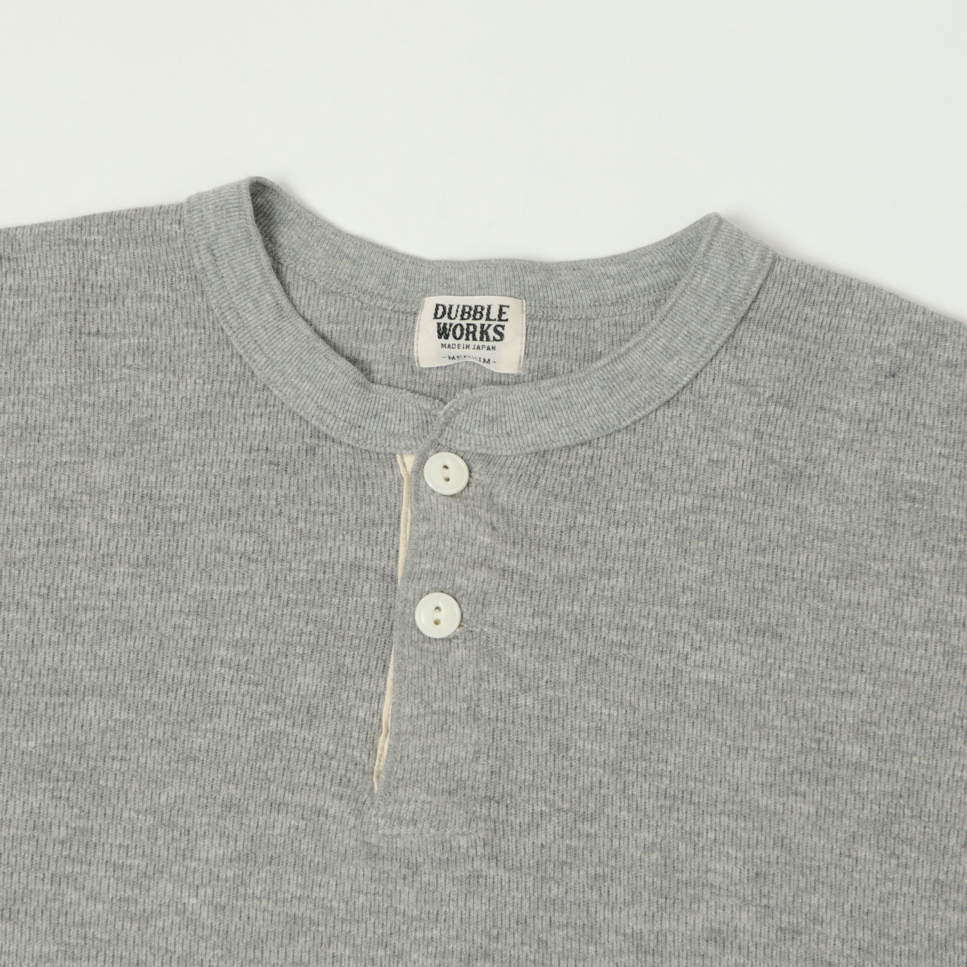 Dubbleworks Long Sleeve Thermal Henley - Heather Grey
