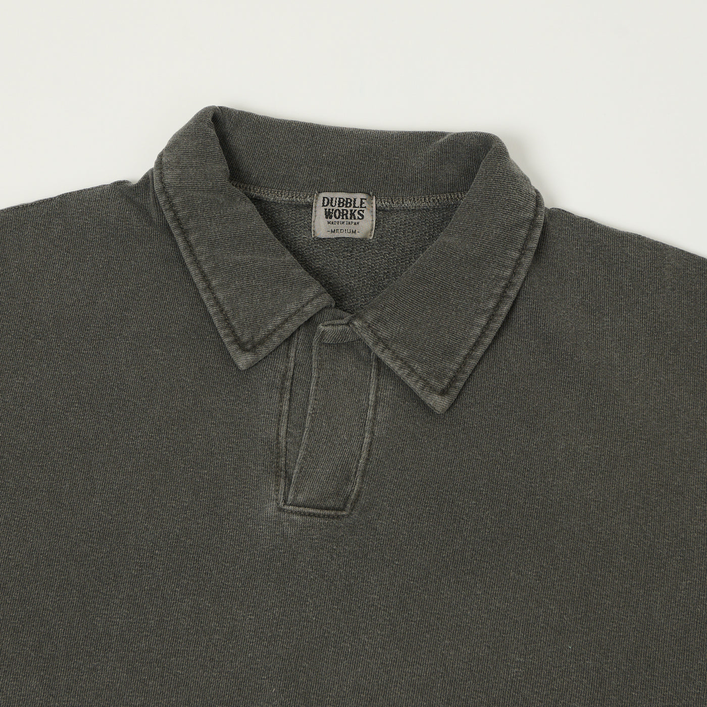 Dubbleworks Cut Off Sleeve Pigment Dyed Sweat Polo Shirt - Black