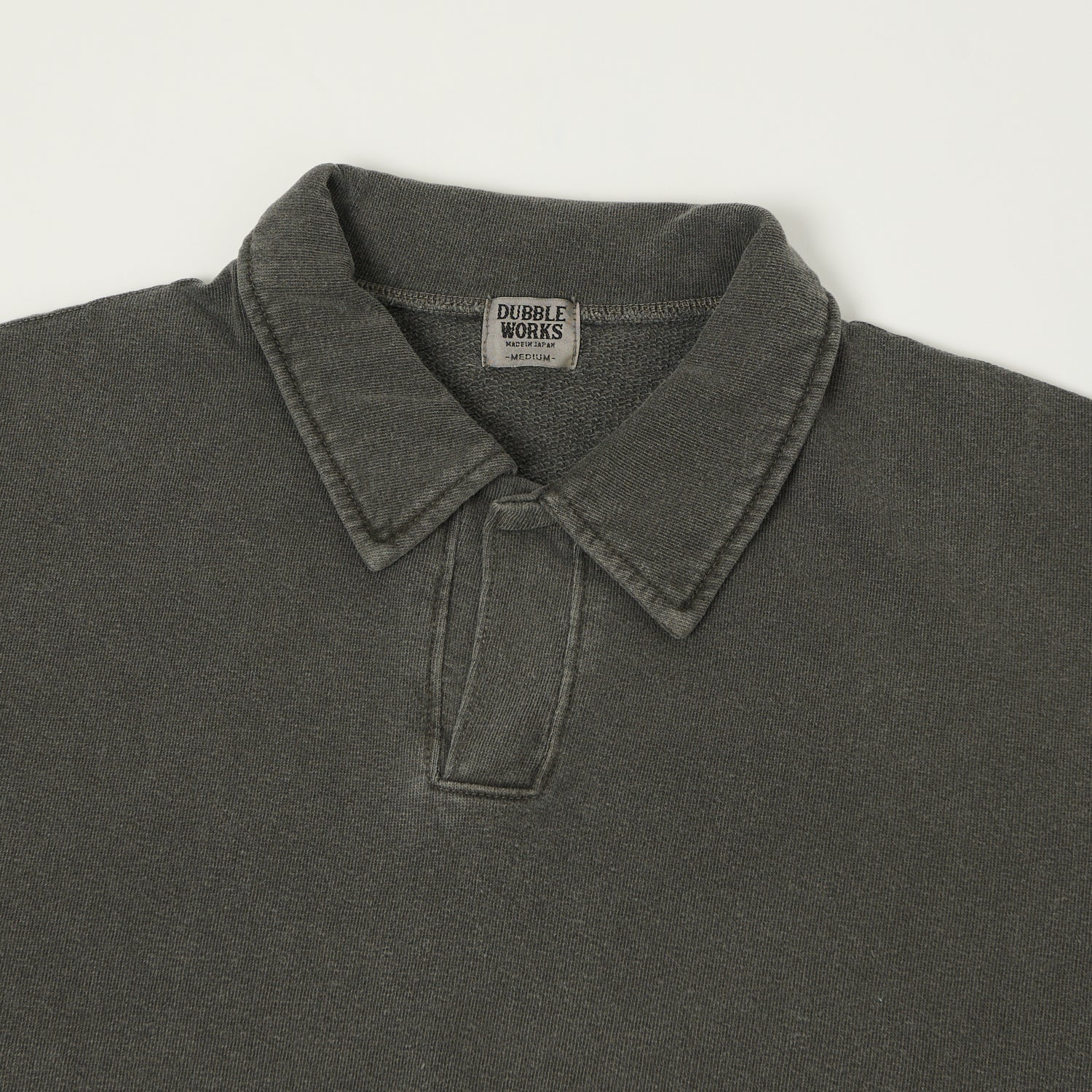 Dubbleworks Cut Off Sleeve Pigment Dyed Sweat Polo Shirt - Black
