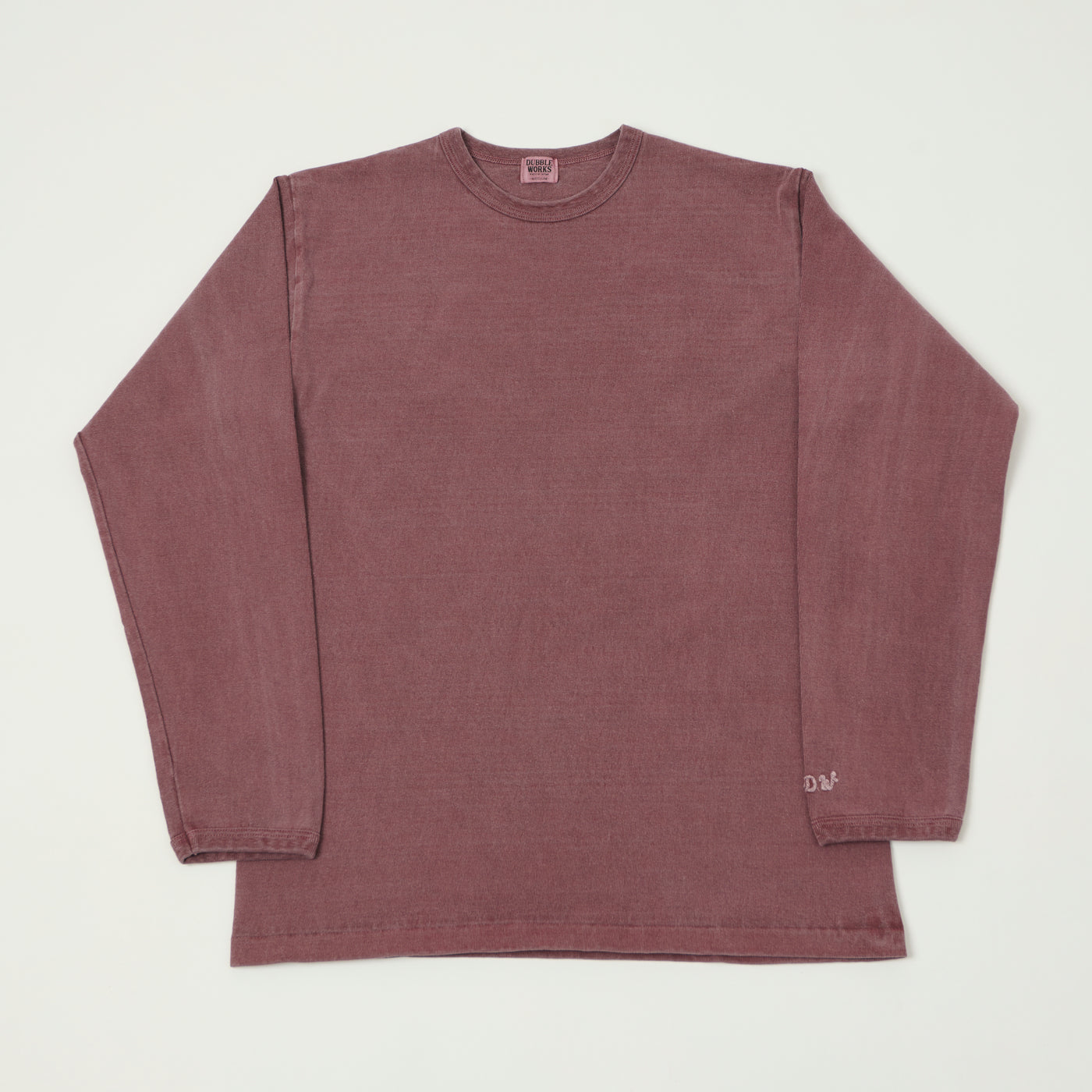 Dubbleworks Heavy Fabric Long Sleeve Pigment Dye Tee - Bordeaux