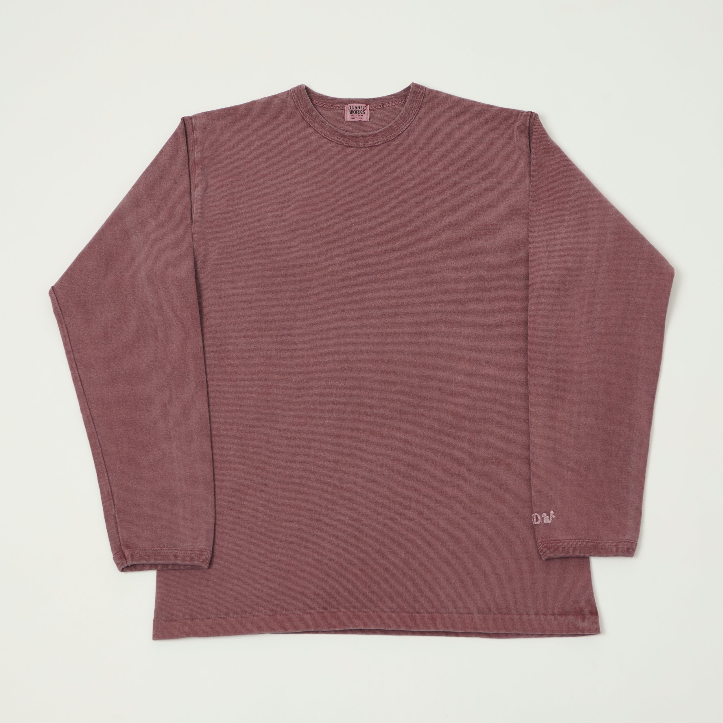 Dubbleworks Heavy Fabric Long Sleeve Pigment Dye Tee - Bordeaux