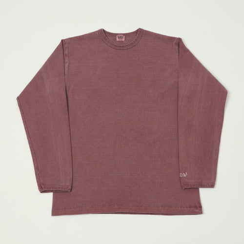 Dubbleworks Heavy Fabric Long Sleeve Pigment Dye Tee - Bordeaux