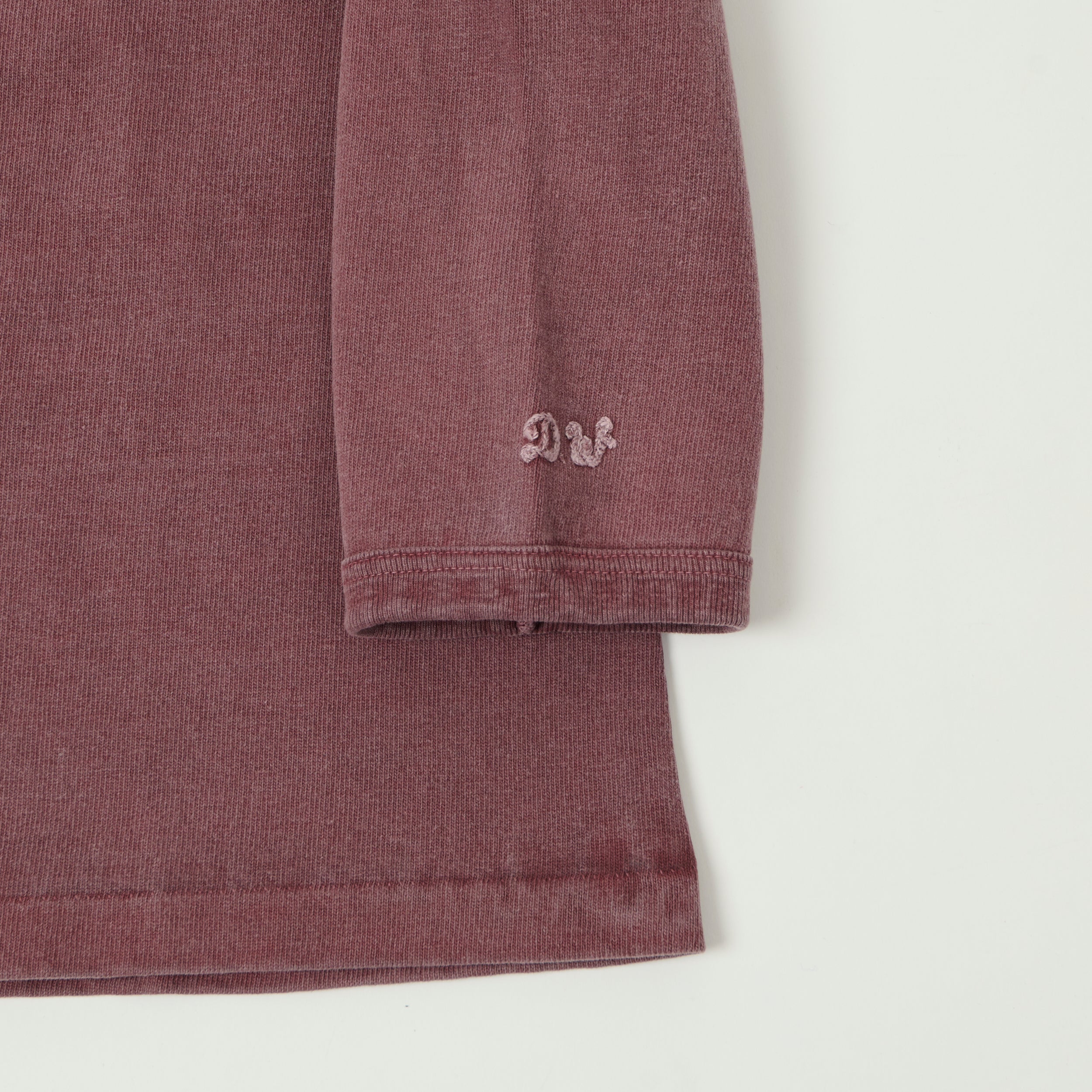 Dubbleworks Heavy Fabric Long Sleeve Pigment Dye Tee - Bordeaux