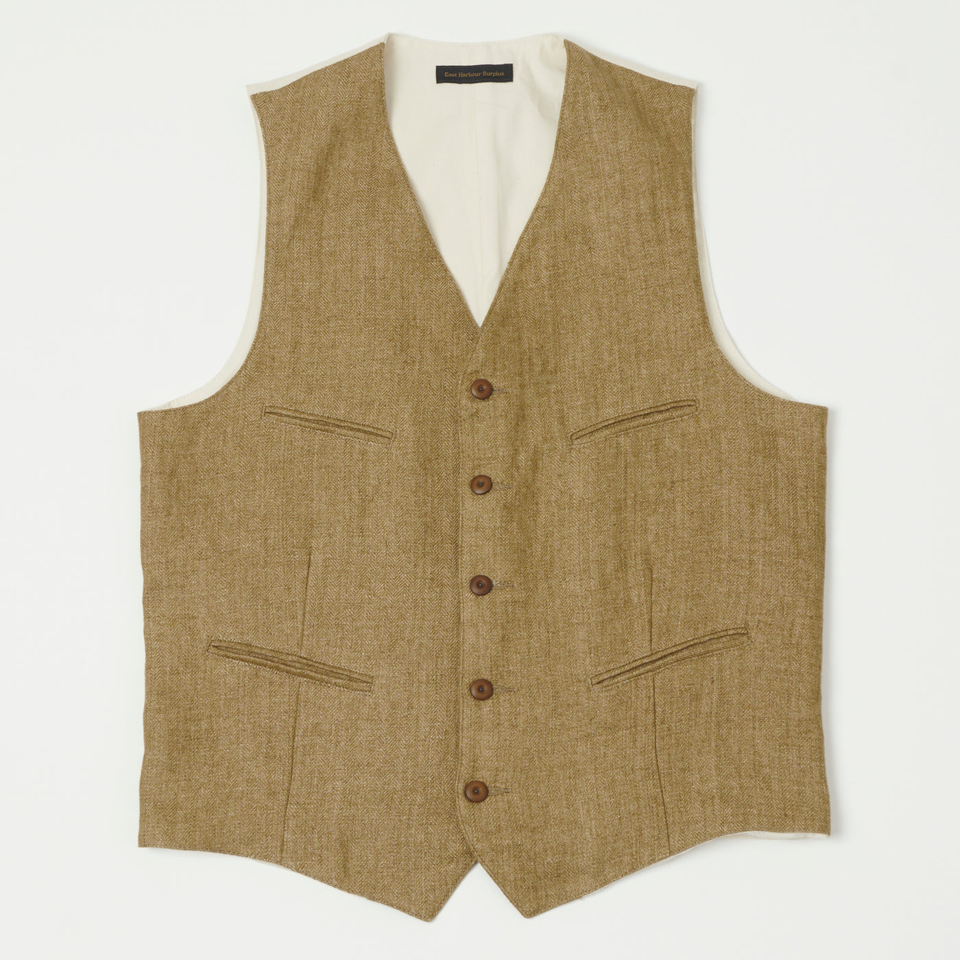East Harbour Surplus 'Smith'  Vest - Herringbone Brown/White