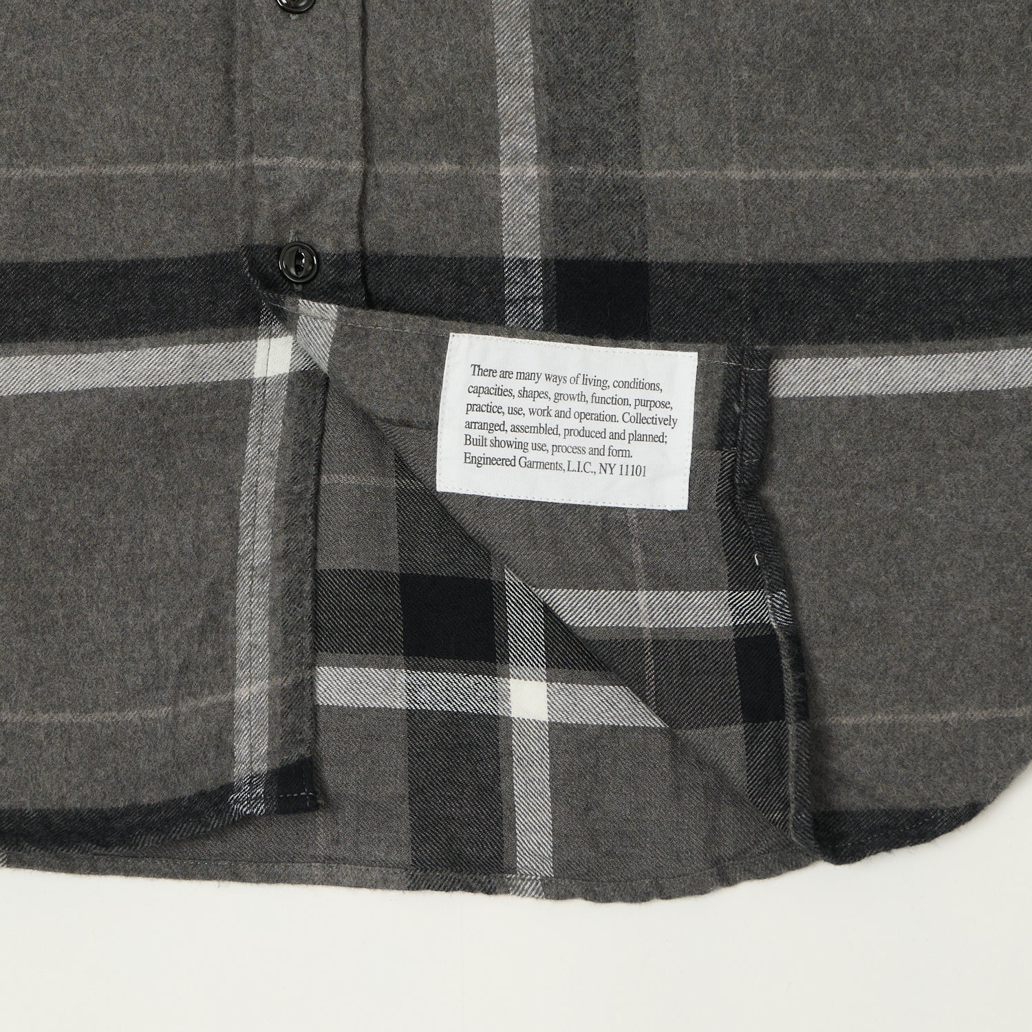 Engineered Garments Brushed Cotton Big Plaid Work Shirt - Grey/Black