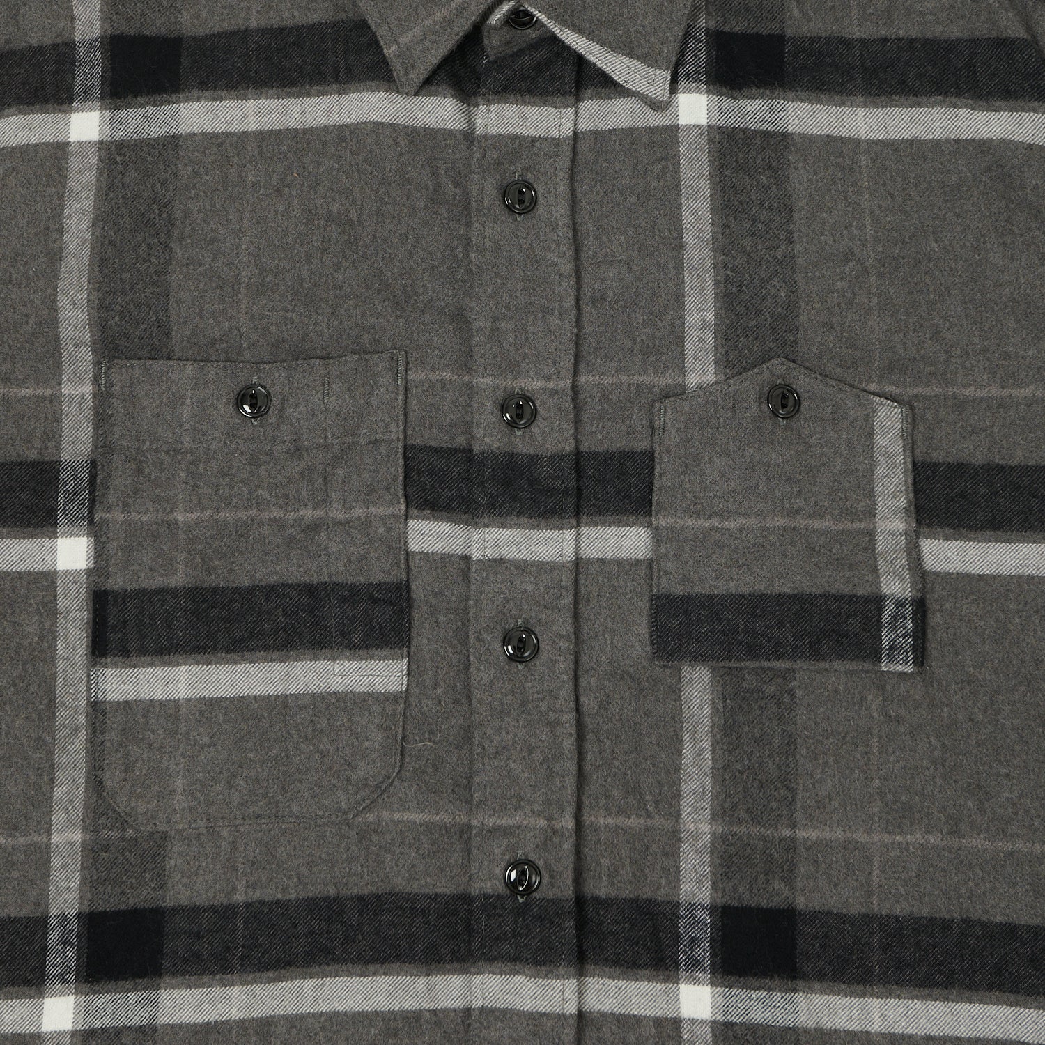 Engineered Garments Brushed Cotton Big Plaid Work Shirt - Grey/Black