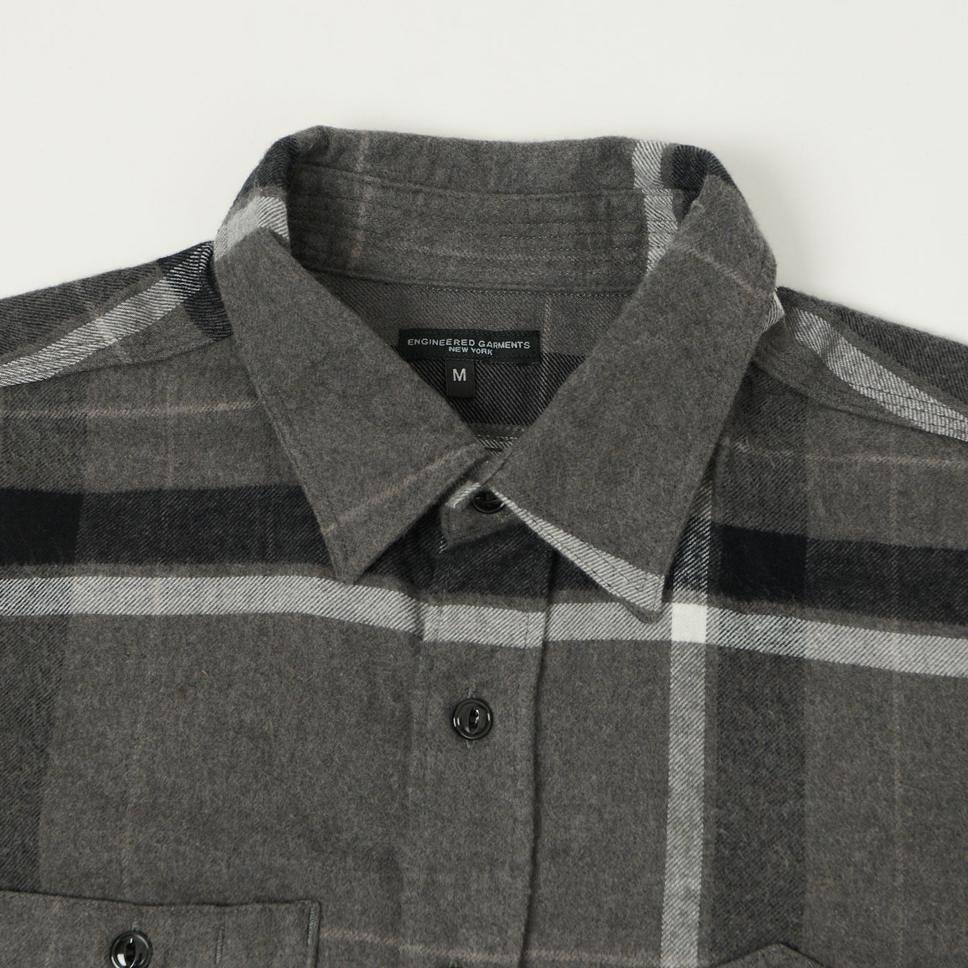 Engineered Garments Brushed Cotton Big Plaid Work Shirt - Grey/Black