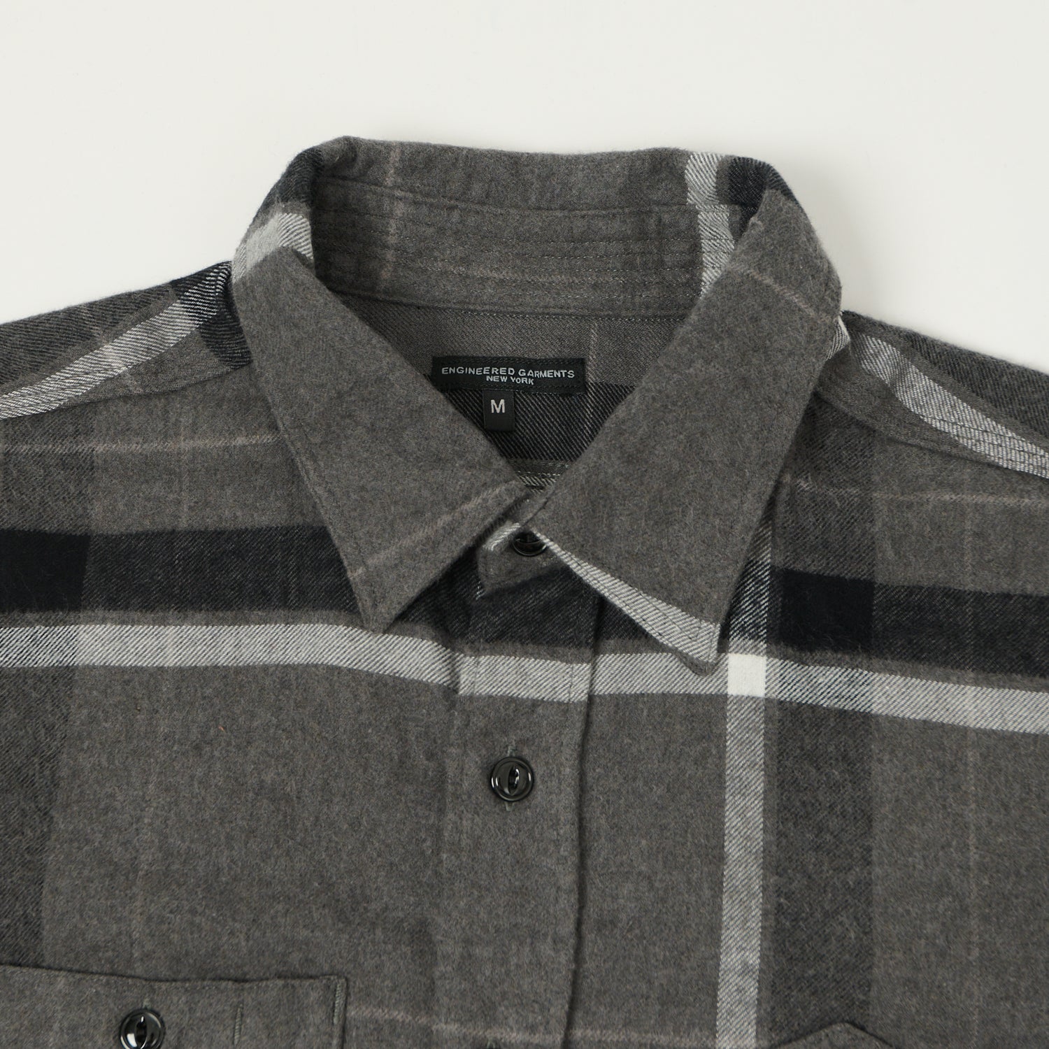 Engineered Garments Brushed Cotton Big Plaid Work Shirt - Grey/Black