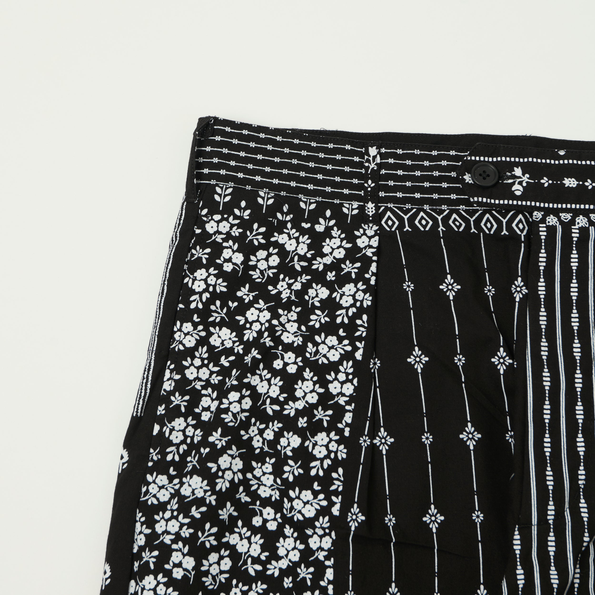 Engineered Garments 'Carlyle' Patchwork Trouser - Black/White