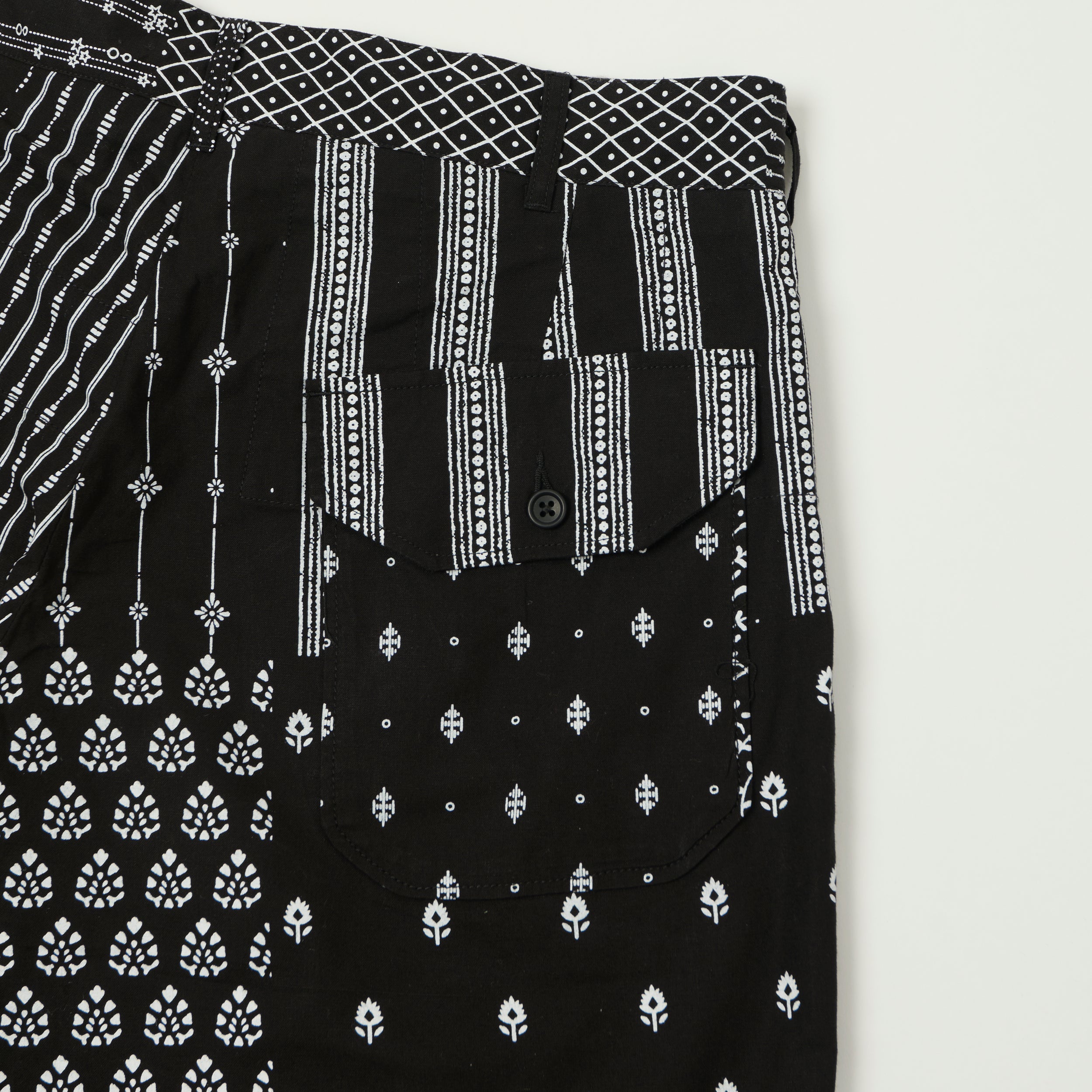 Engineered Garments 'Carlyle' Patchwork Trouser - Black/White