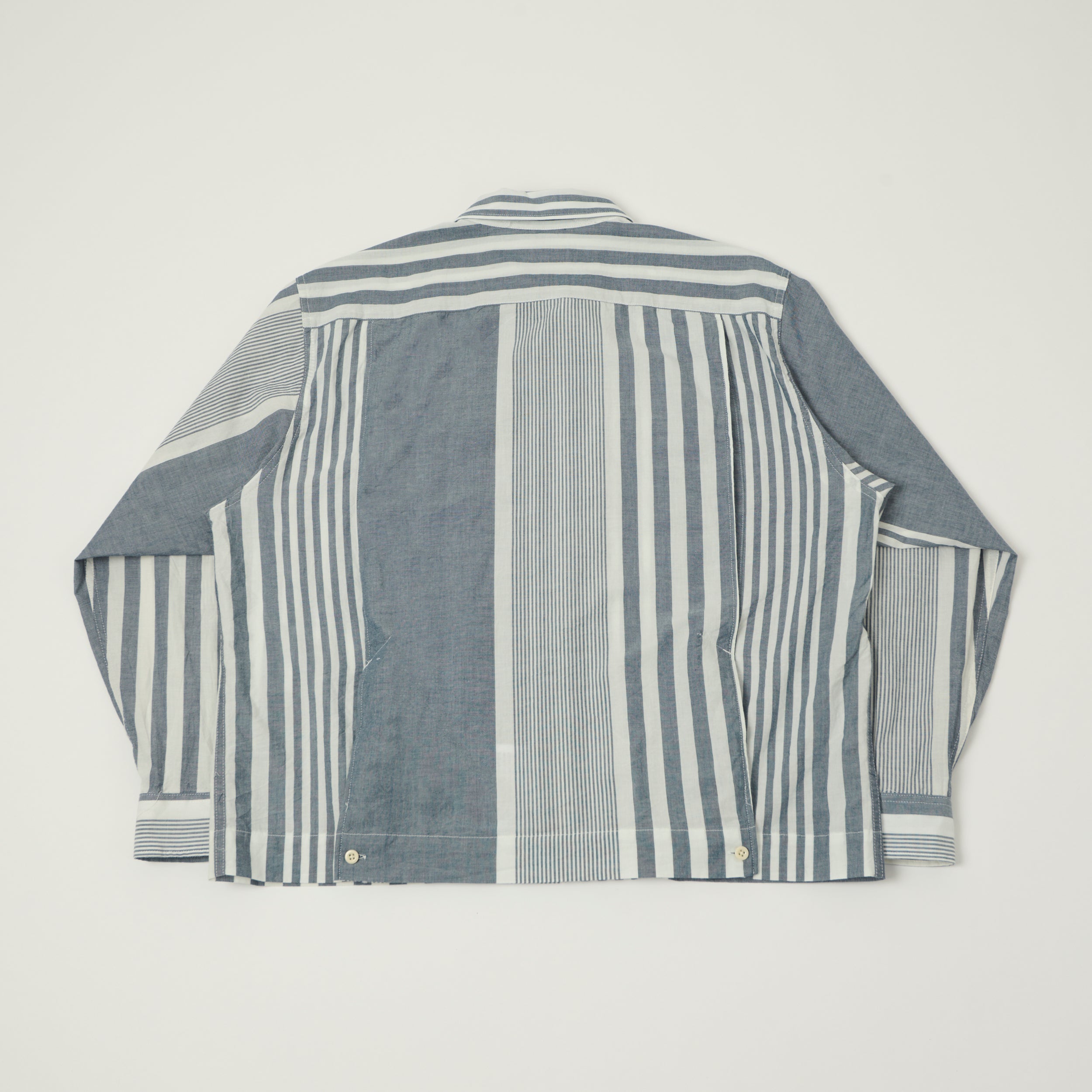 Engineered Garments Striped Chambray Bowling Shirt - Blue/White