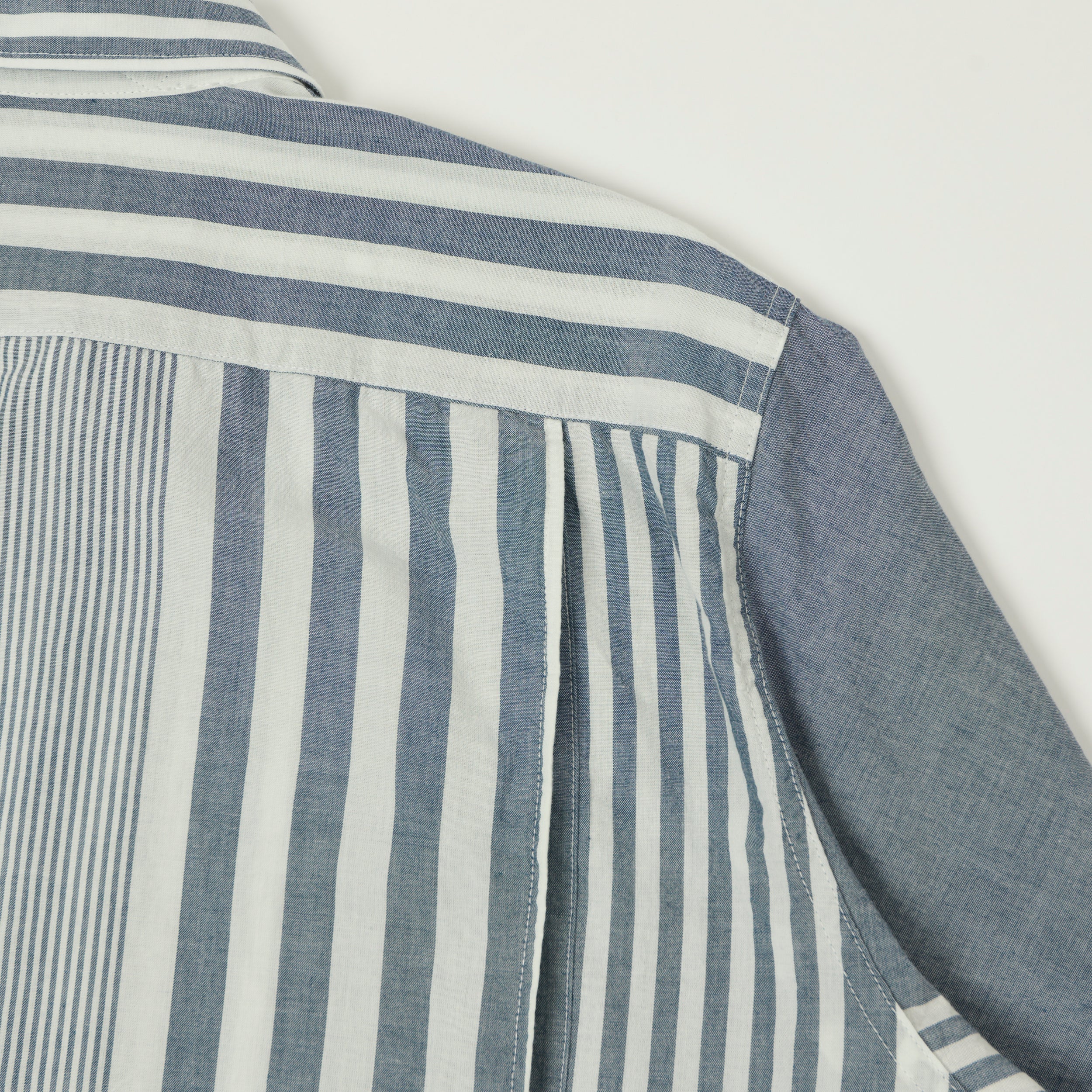 Engineered Garments Striped Chambray Bowling Shirt - Blue/White