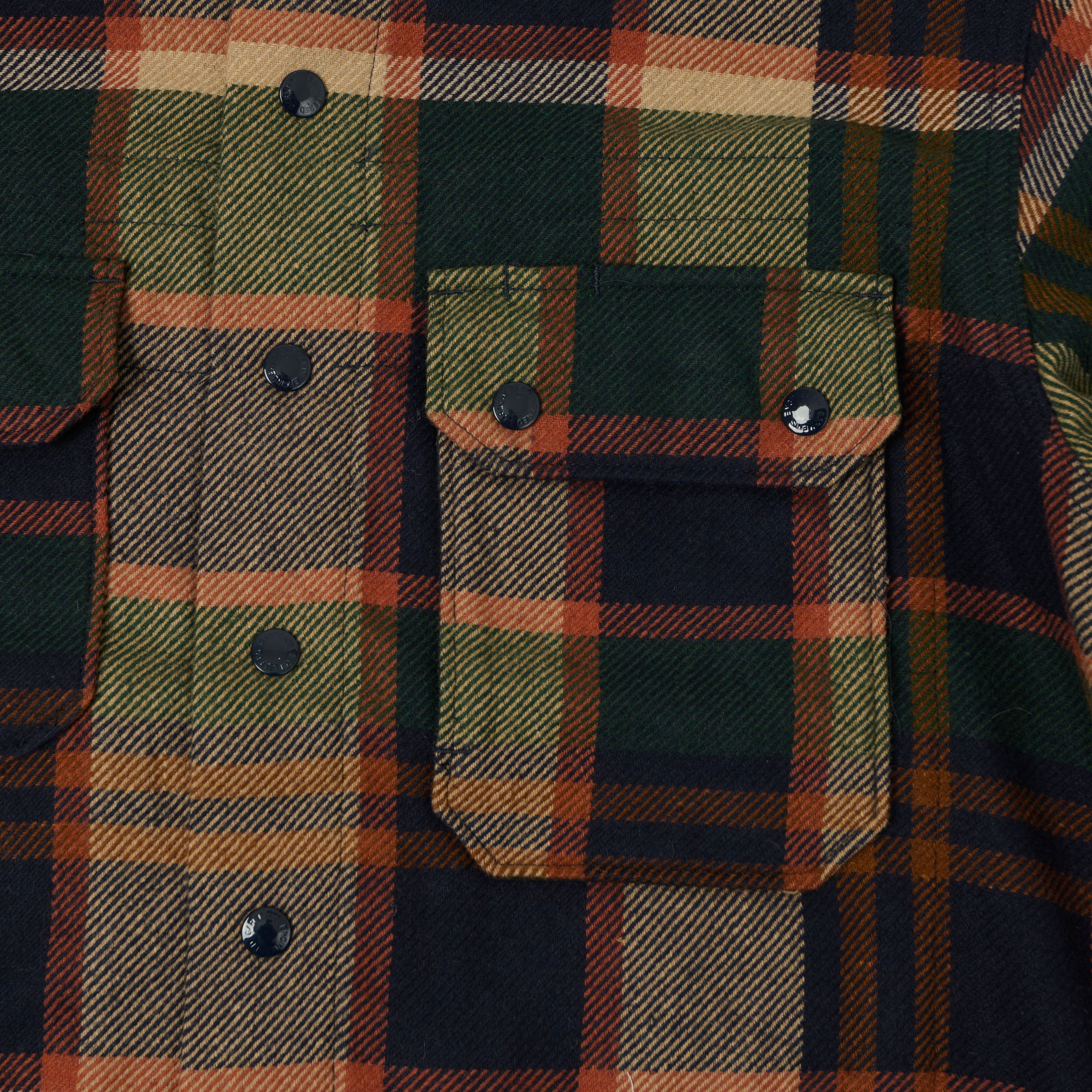 Engineered Garments Heavy Wool Plaid CPO Overshirt - Navy/Brown