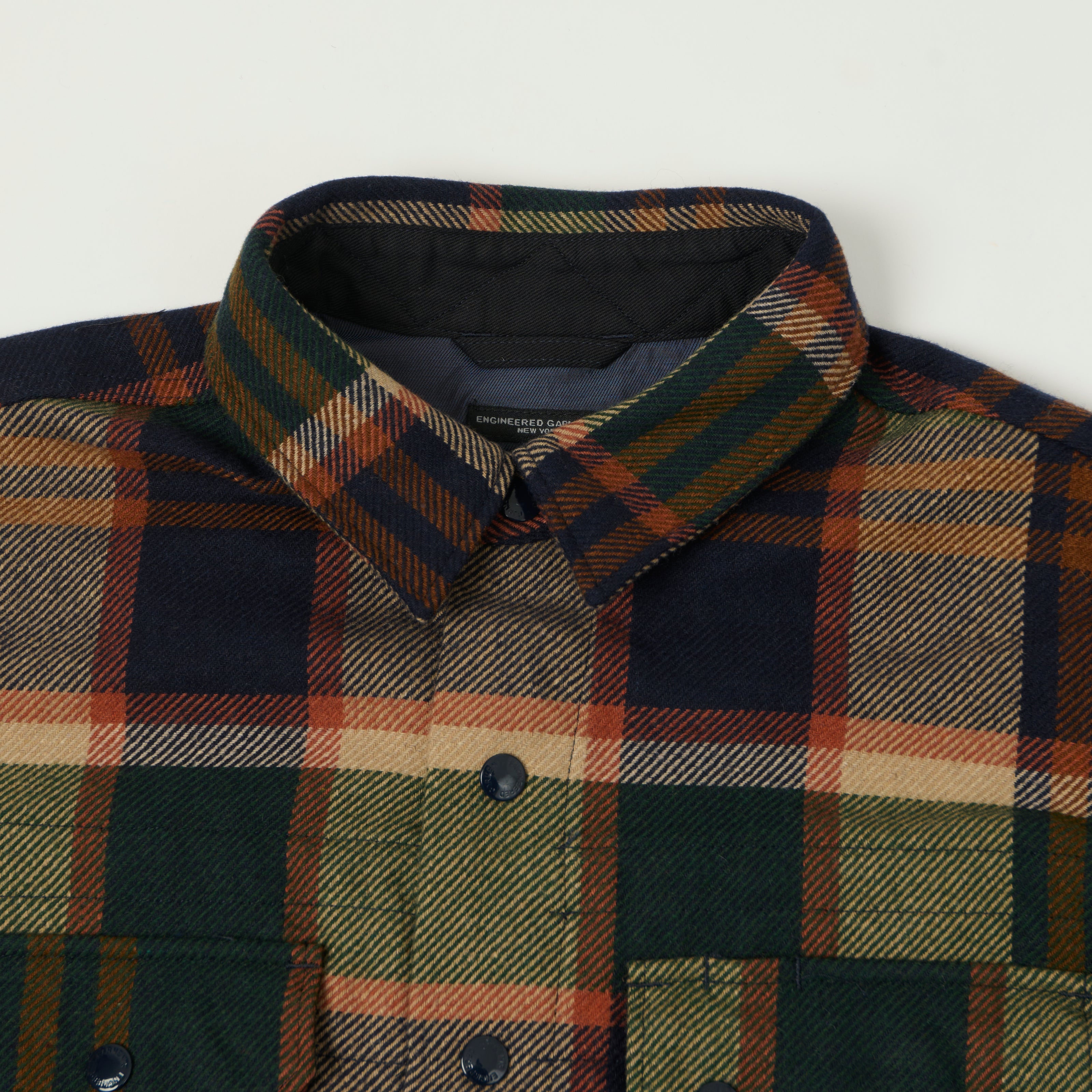Engineered Garments Heavy Wool Plaid CPO Overshirt - Navy/Brown