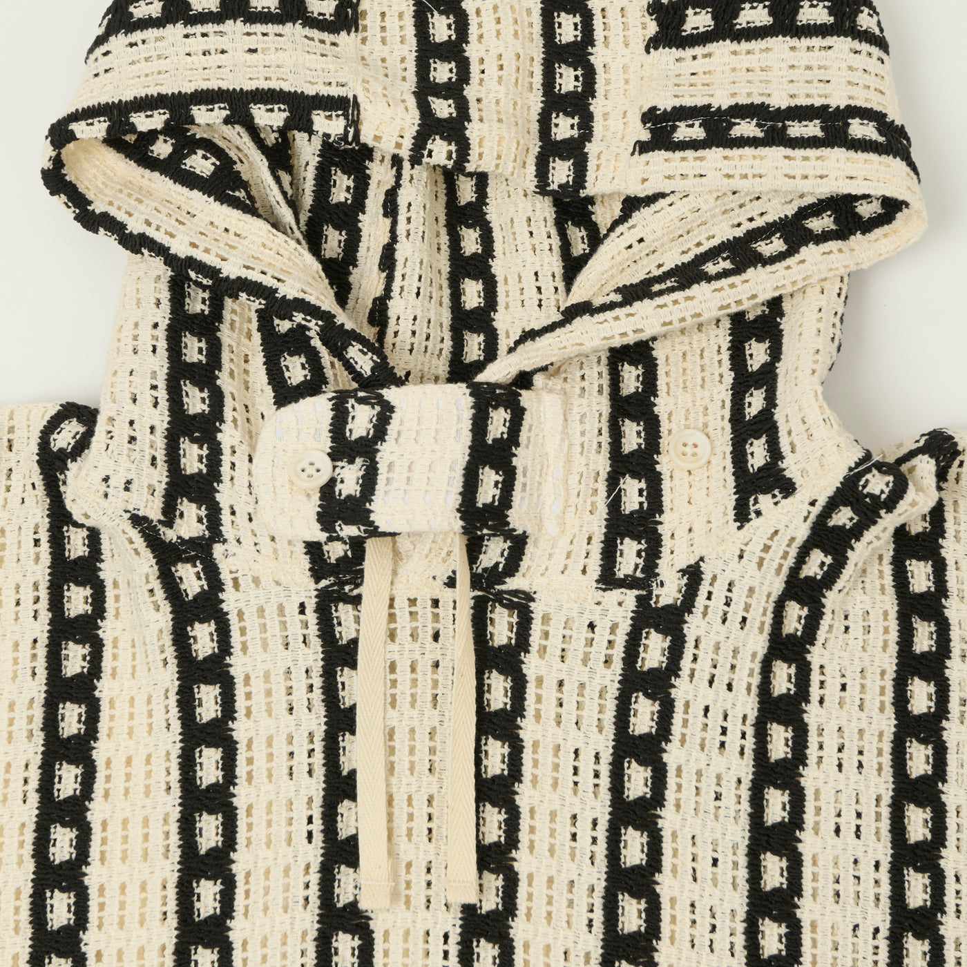 Engineered Garments Short Sleeve Crochet Hoody - White/Black