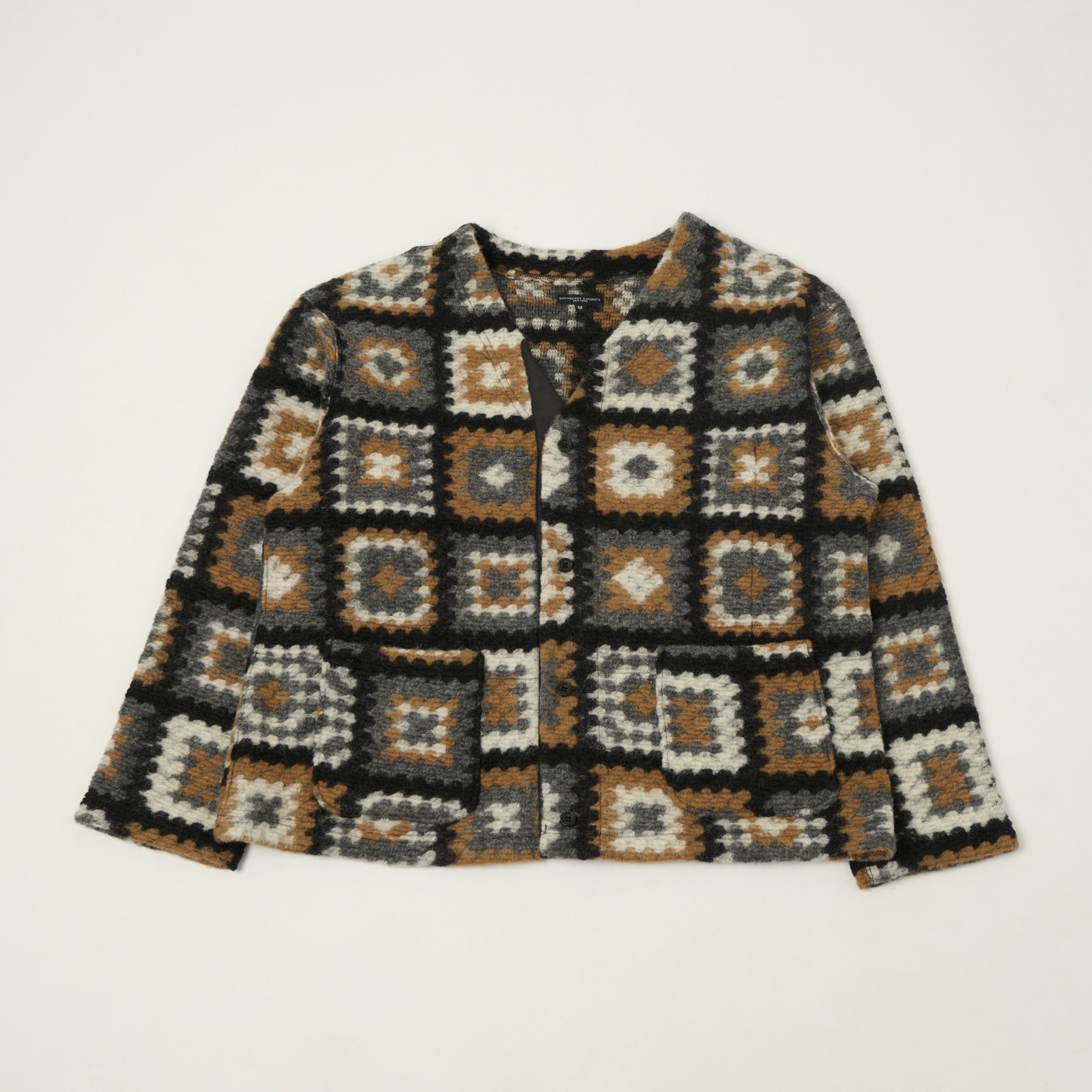 Engineered Garments Wool Chenille Knit Cardigan - White/Black/Brown