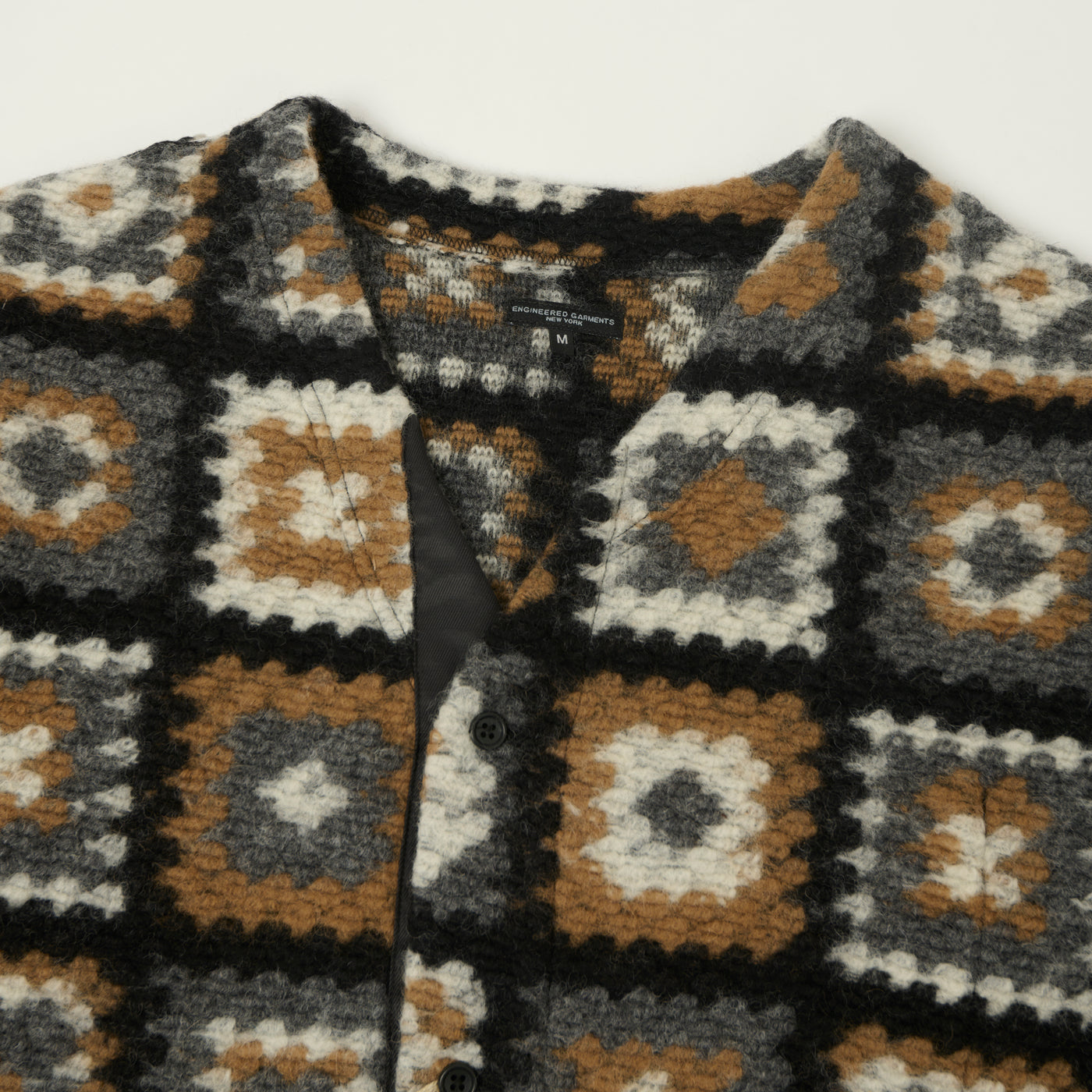 Engineered Garments Wool Chenille Knit Cardigan - White/Black/Brown