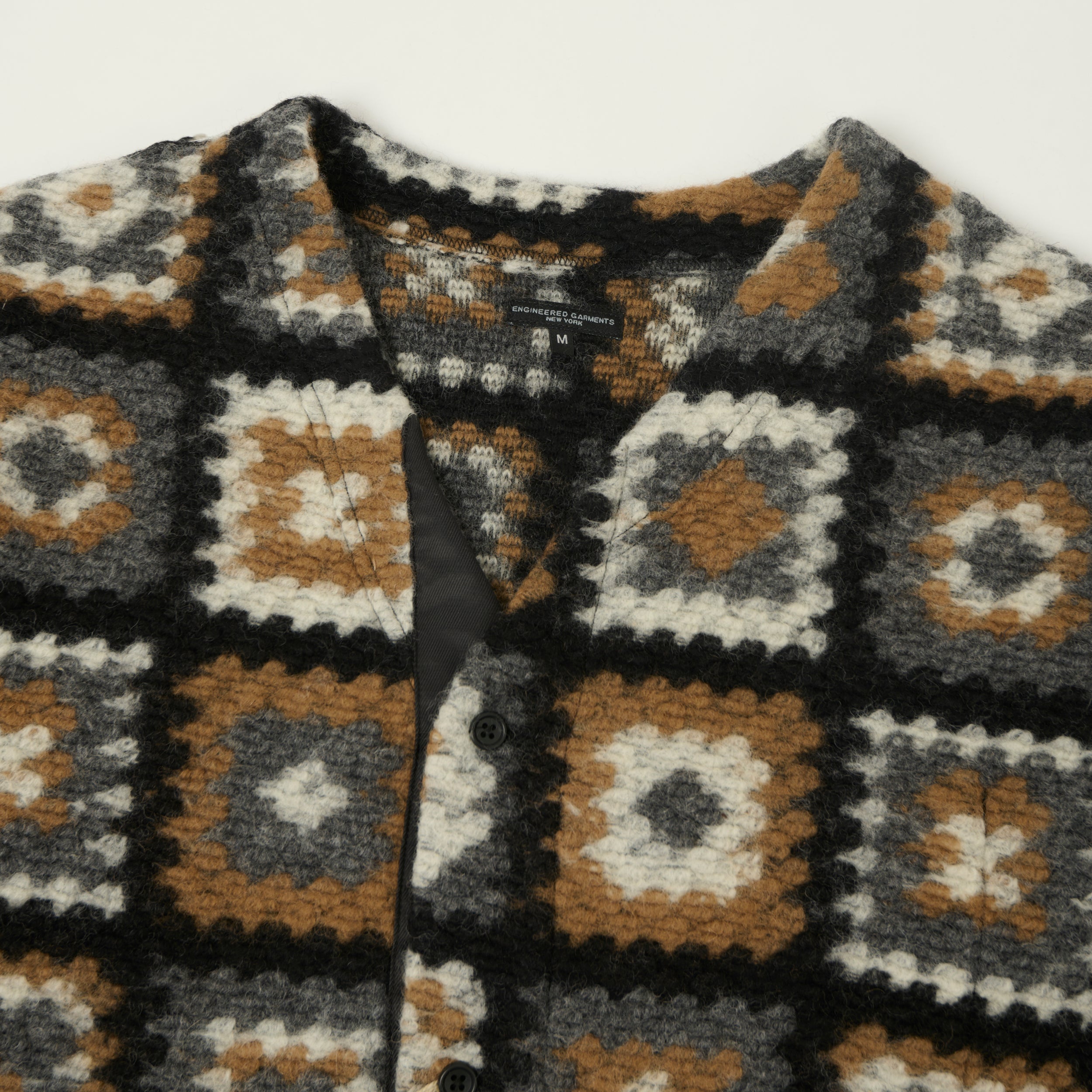 Engineered Garments Wool Chenille Knit Cardigan - White/Black/Brown