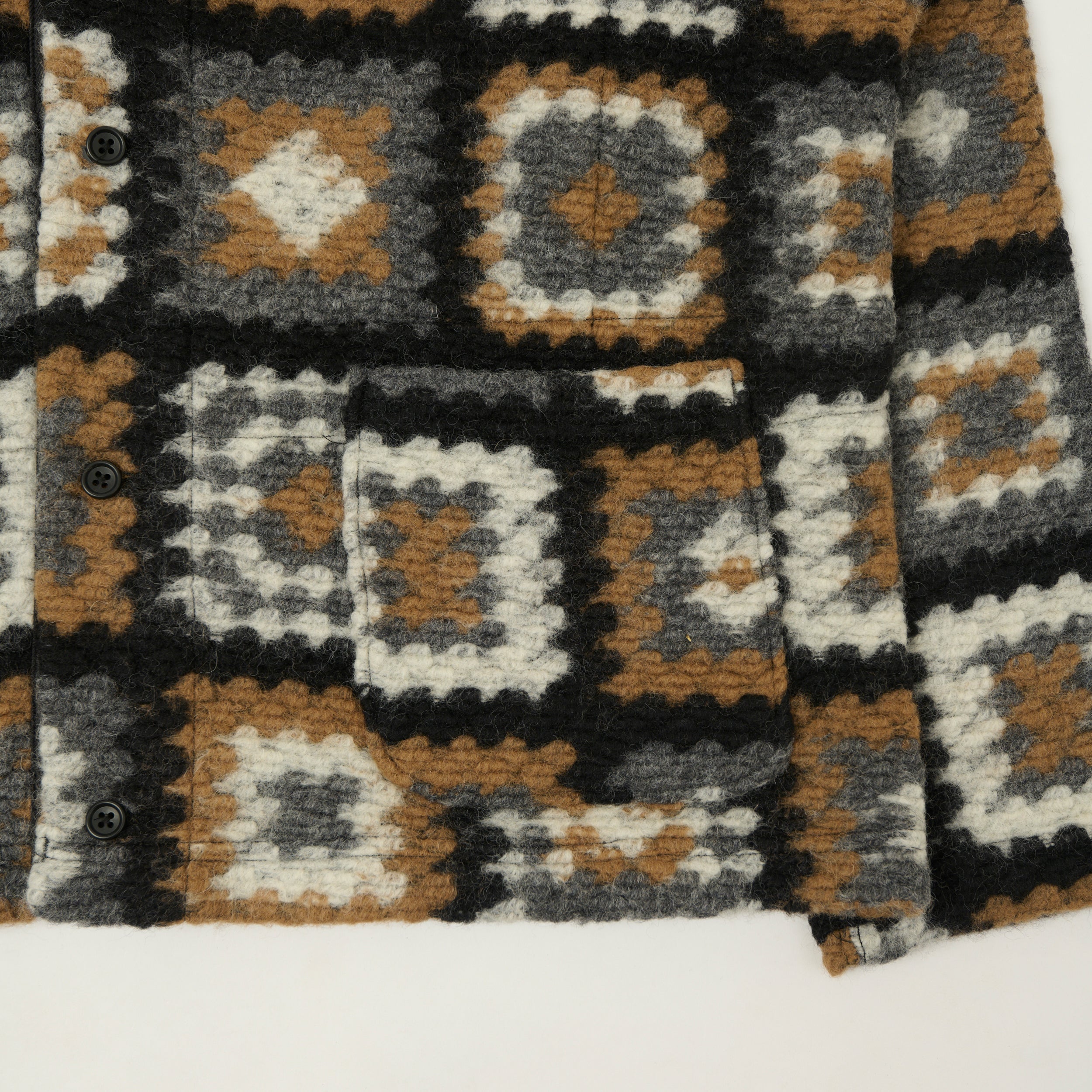 Engineered Garments Wool Chenille Knit Cardigan - White/Black/Brown