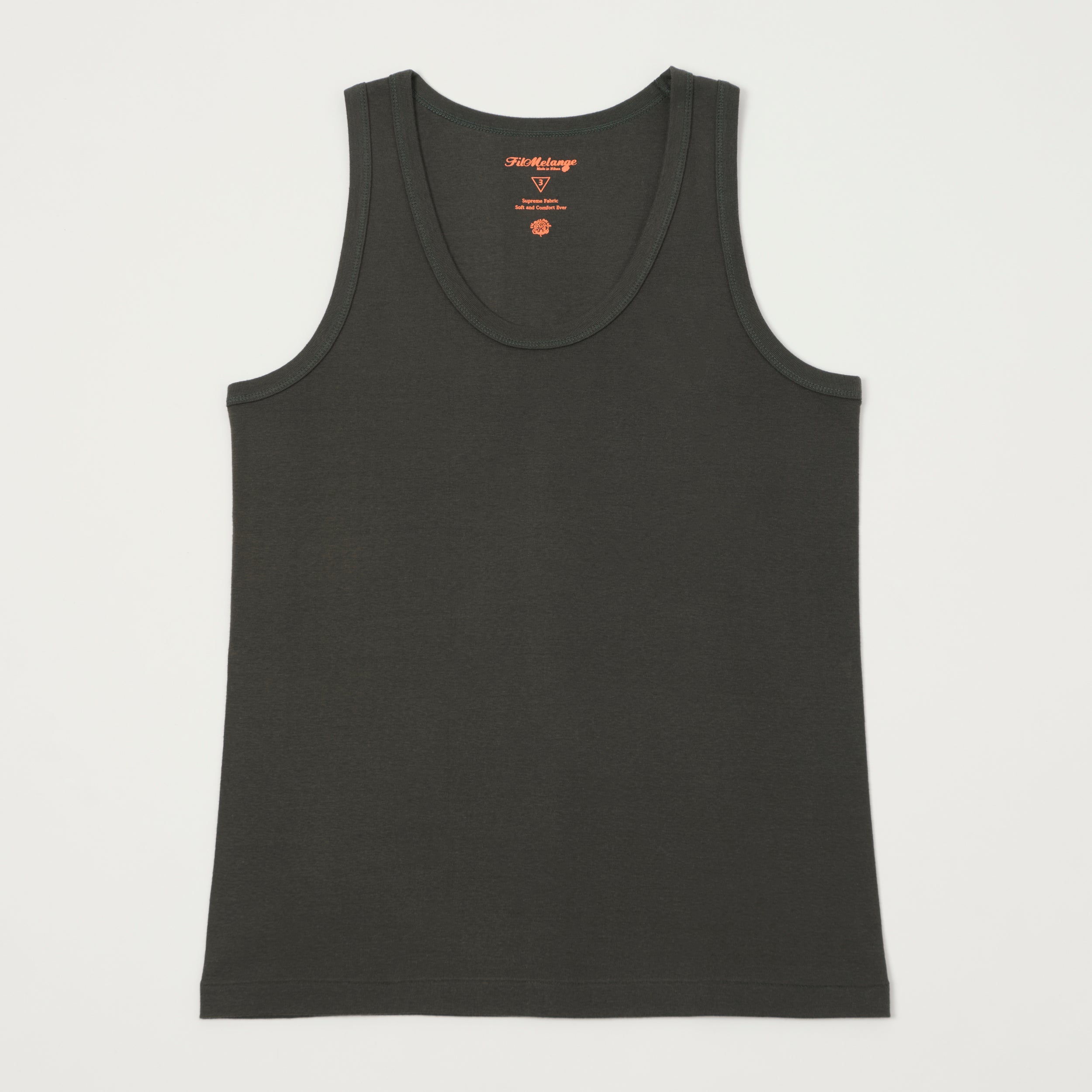 FilMelange 'Ryan' Organic Cotton Rib Vest - Charcoal/Khaki