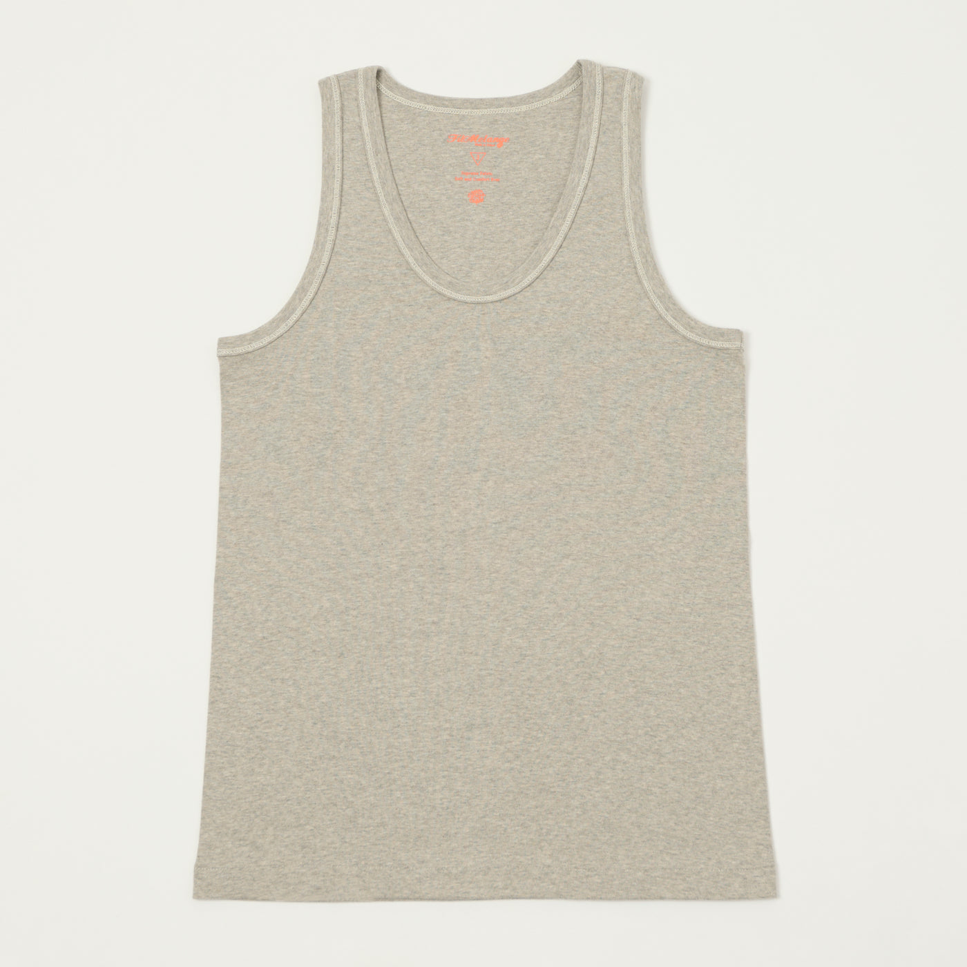FilMelange 'Ryan' Organic Cotton Rib Vest - Light Melange