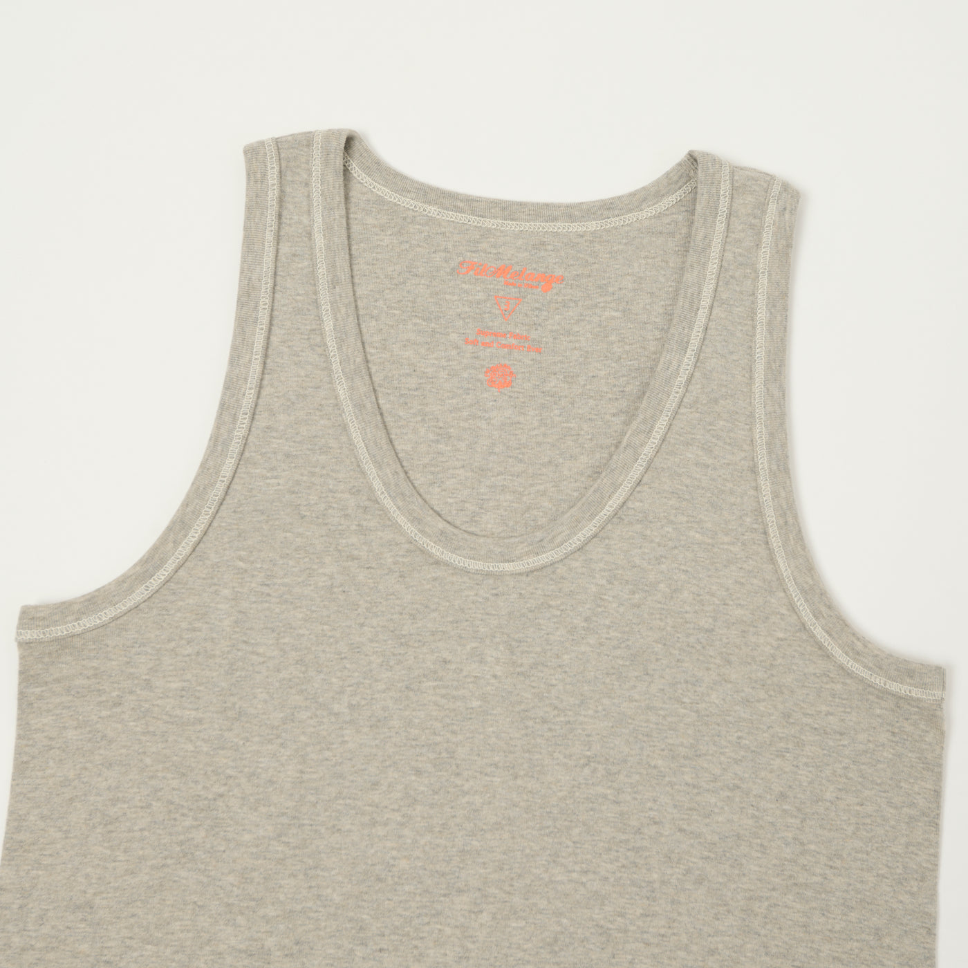 FilMelange 'Ryan' Organic Cotton Rib Vest - Light Melange