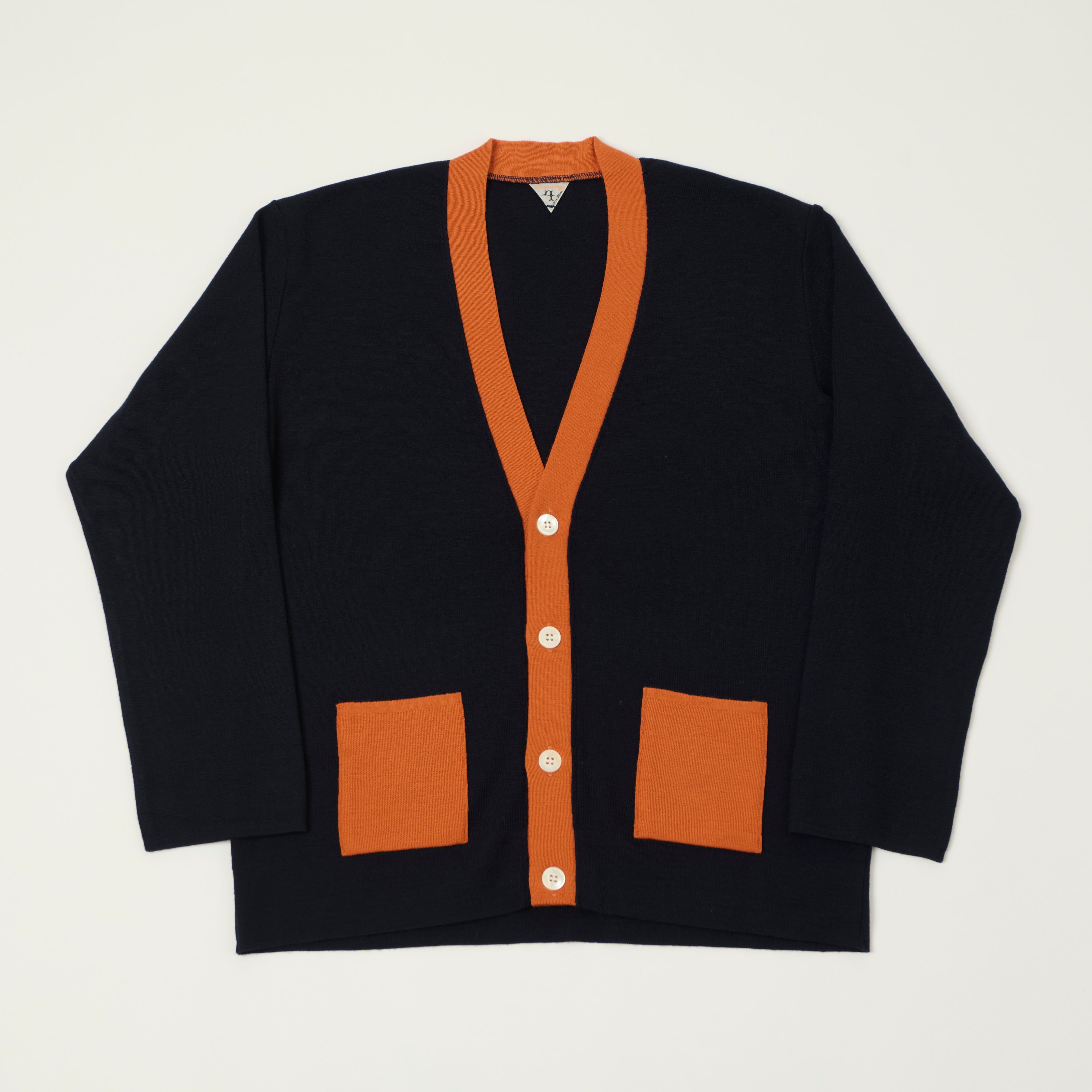 FilMelange 'Wallace' Contrast Wool Cardigan - Navy/Orange