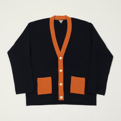 FilMelange 'Wallace' Contrast Wool Cardigan - Navy/Orange