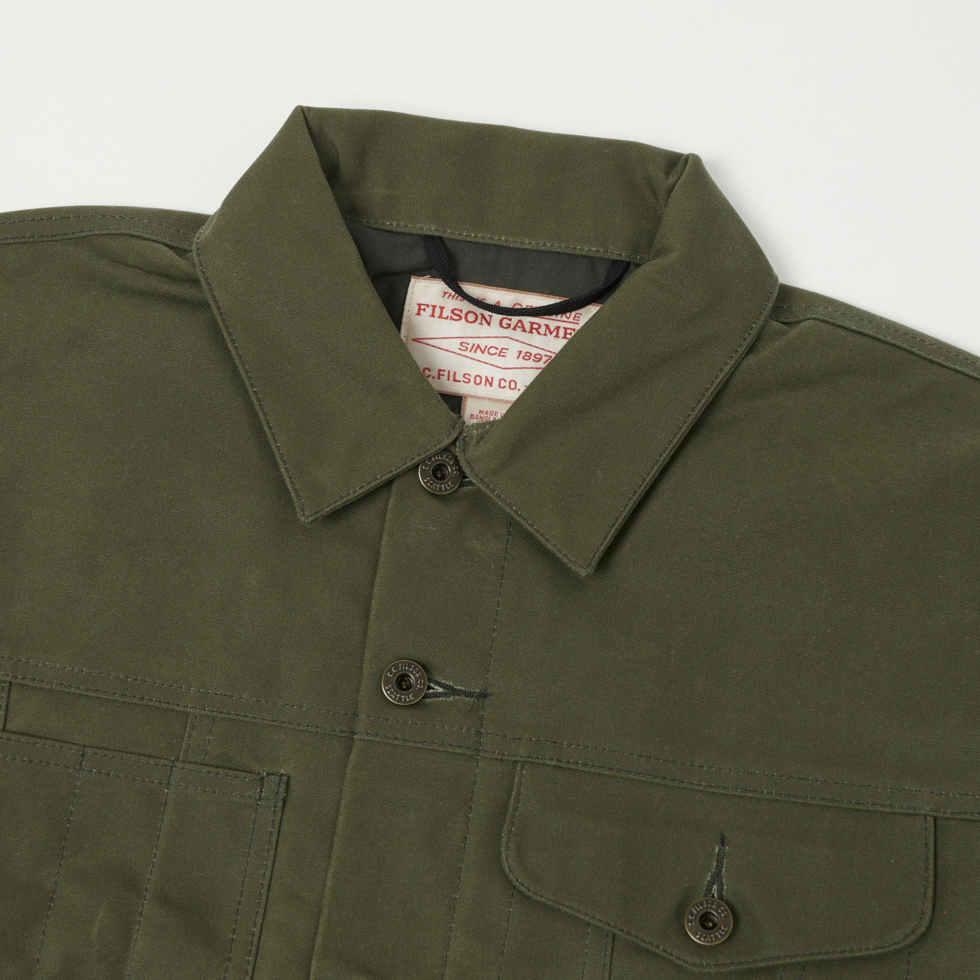 Filson Tin Cloth Short Lined Cruiser Jacket - Military Green