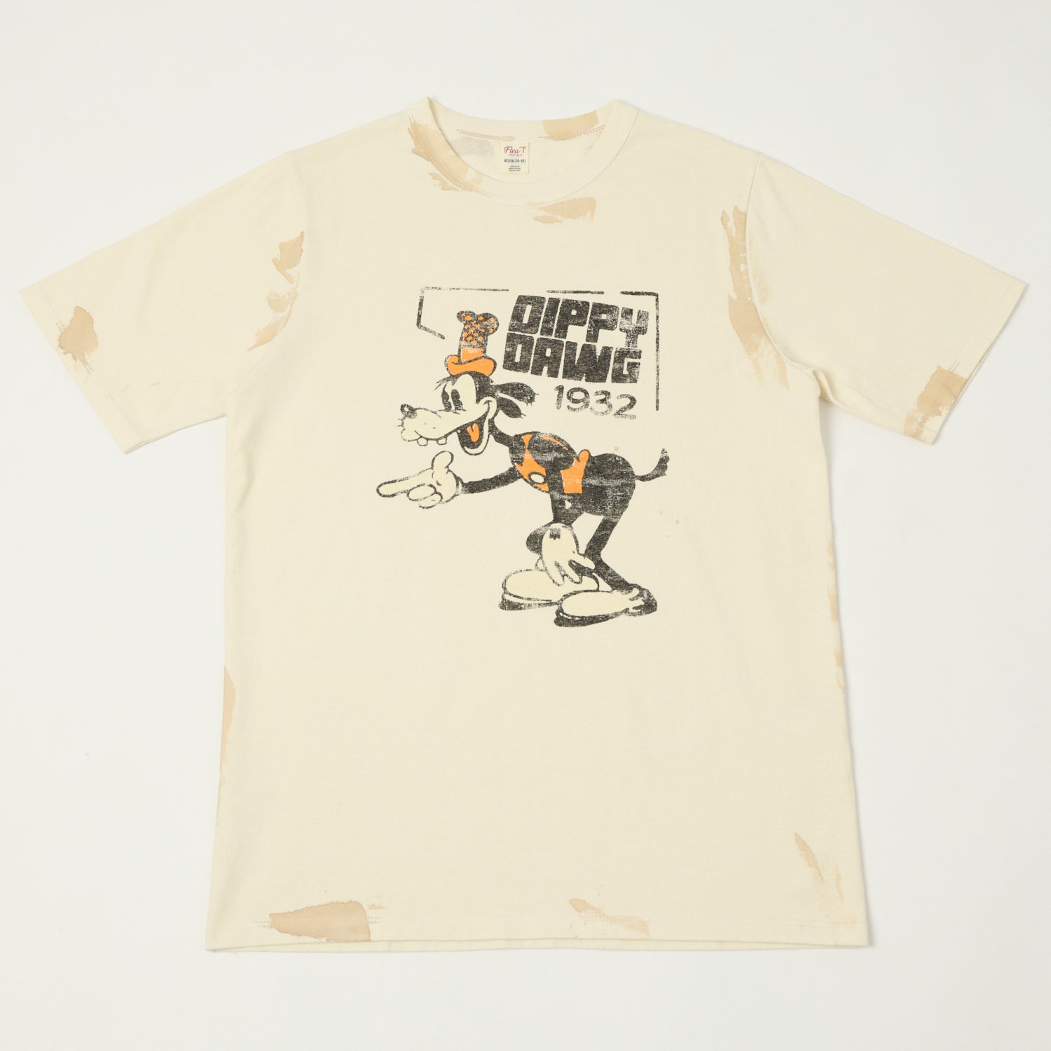 Flea-T 1950s Orange 'Dippy Dawg' T-Shirt - White