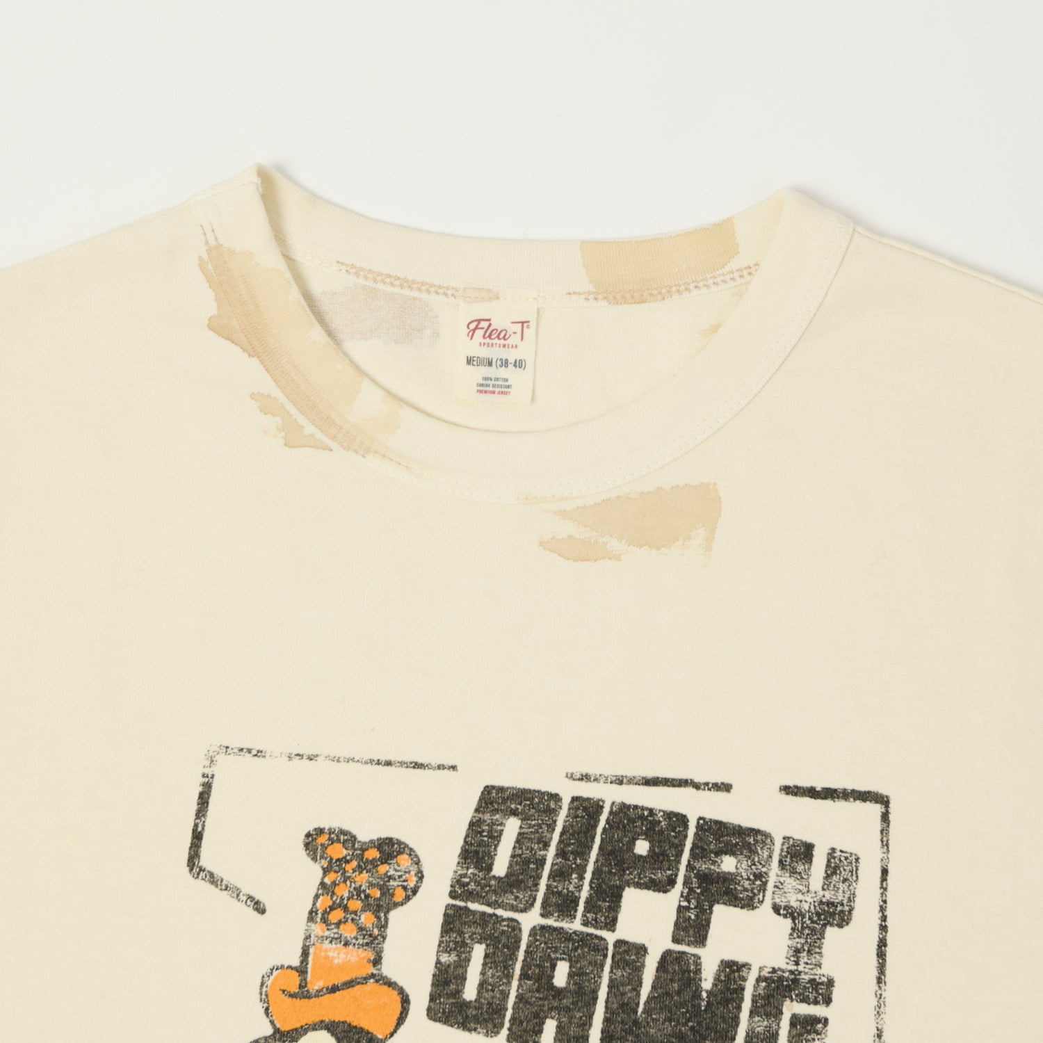 Flea-T 1950s Orange 'Dippy Dawg' T-Shirt - White